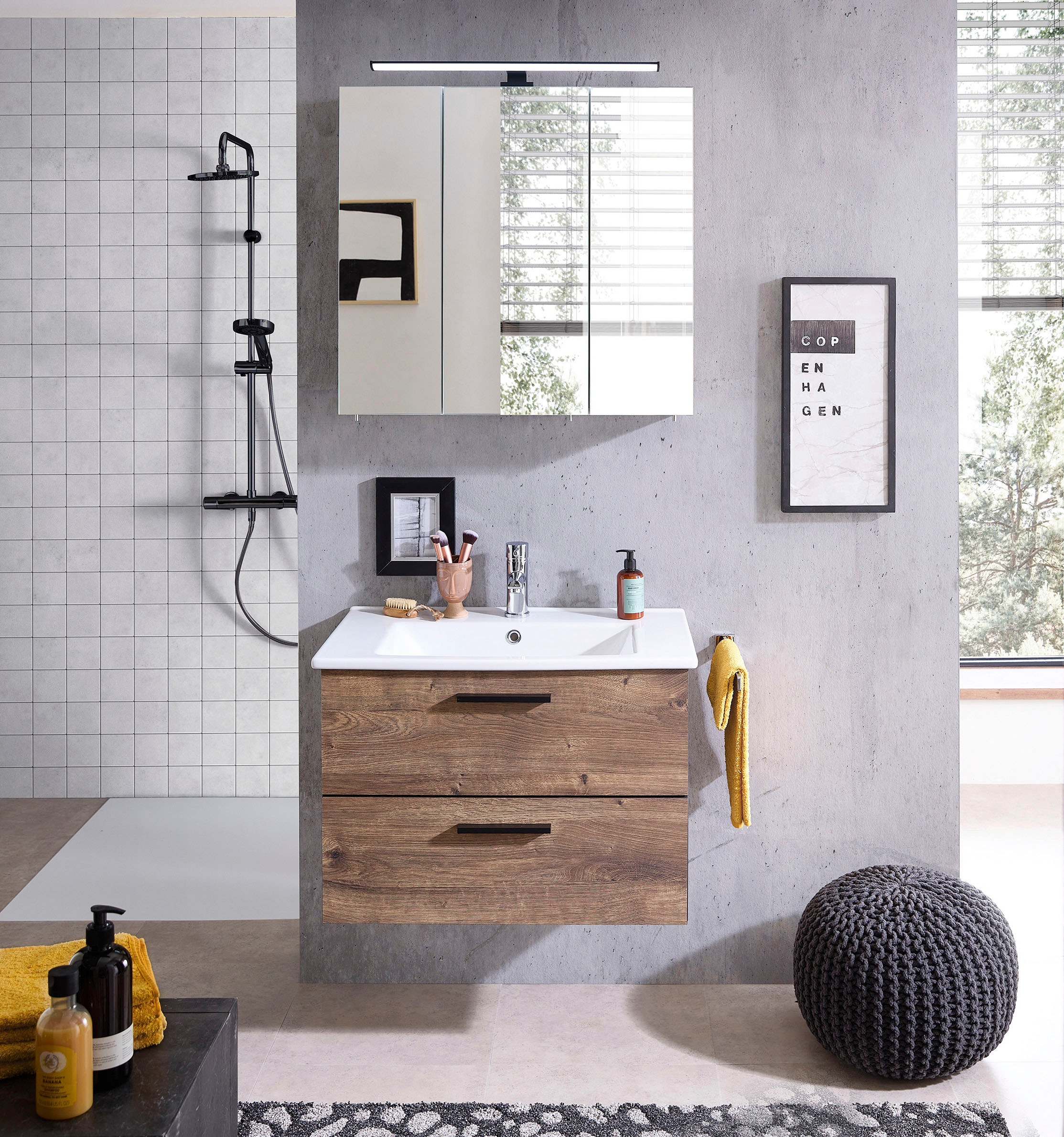 Saphir Badmöbel-Set »Quickset 374 Keramik-Waschtisch mit LED-Spiegelschrank günstig online kaufen