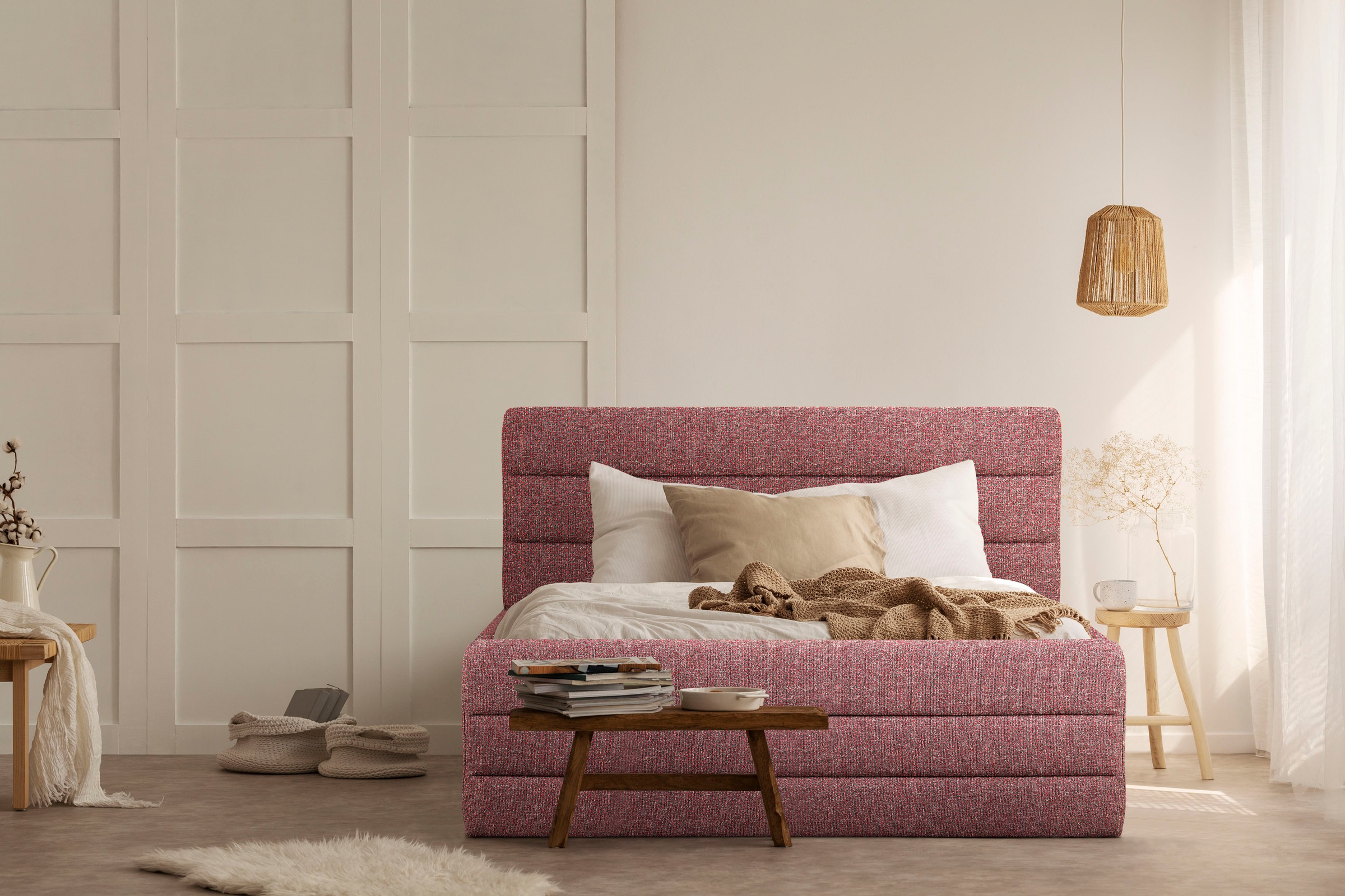 OTTO products Polsterbett "Merrit" Quernaht im Kopf- und Fußteil, in 5 Brei günstig online kaufen