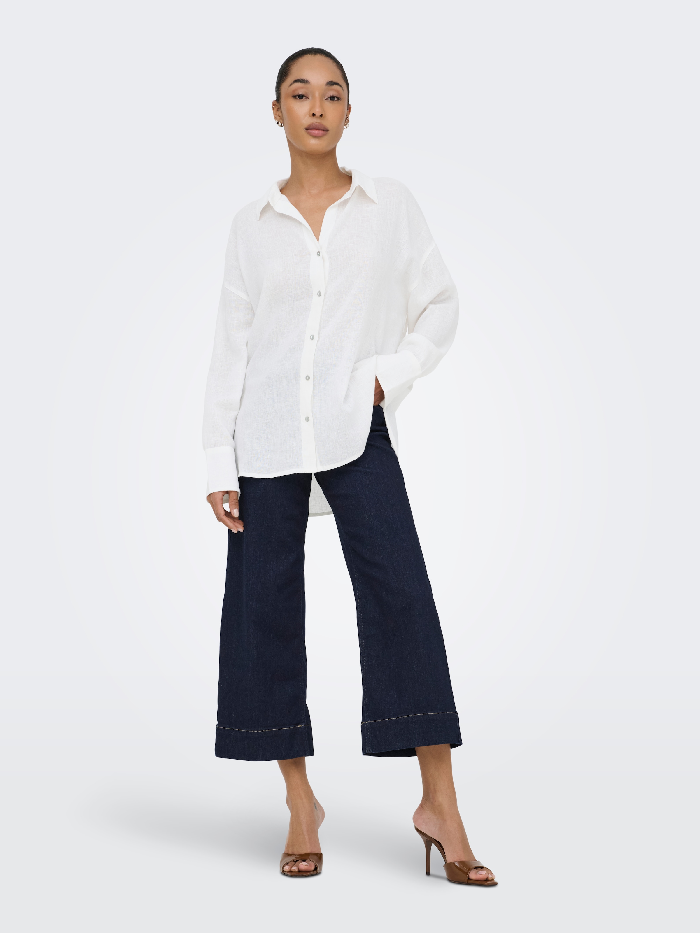 ONLY Hemdbluse »ONLBRUXELLES V- LS LIN BL SHIRT PNT NOOS« mit Leinen