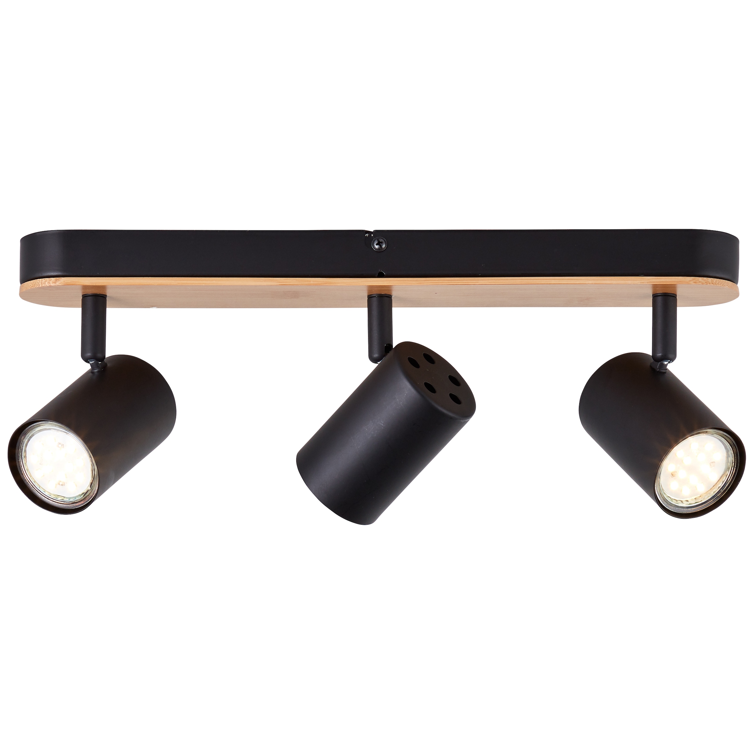 Brilliant Deckenstrahler »Niels«, 3 flammig, Leuchtmittel GU10 | ohne Leuchtmittel, Breite 41 cm, GU10, Metall/Bambus, schwarz matt/natur