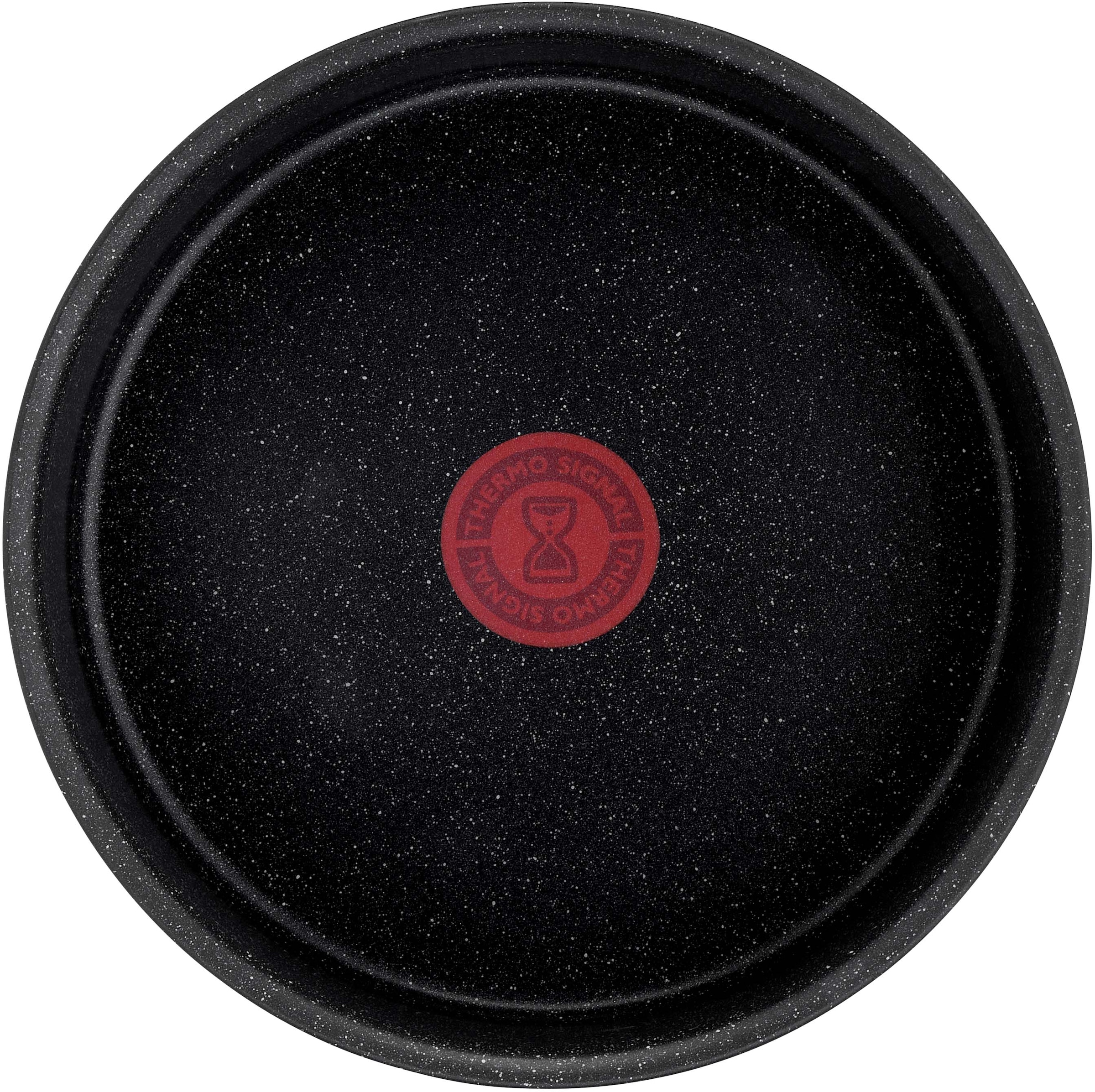 Tefal Topf-Set »L39996 Ingenio Black Stone, Topfset Induktion stapelbar, Antihaft«, Aluminium, (Set, 4 tlg., je 1 Stielkasserolle Ø 16/18/20 cm, 1 abnehmbarer Griff), Thermo-Signal bei idealer Brattemperatur, für alle Herdarten geeignet