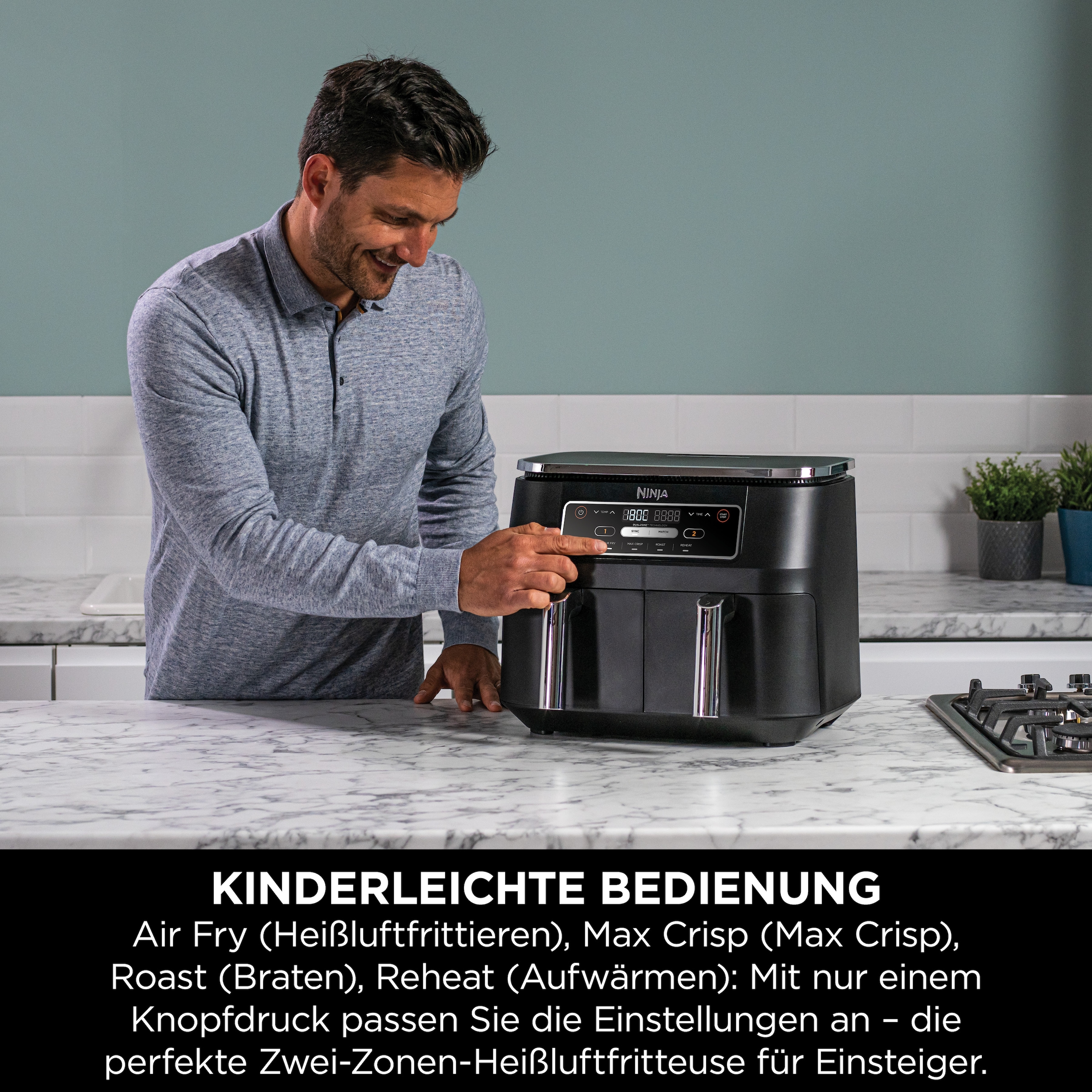 NINJA Heißluftfritteuse »AF200EU Ninja Foodi«, 2400 W, 4-in-1 Dual Zone, 7,6 L