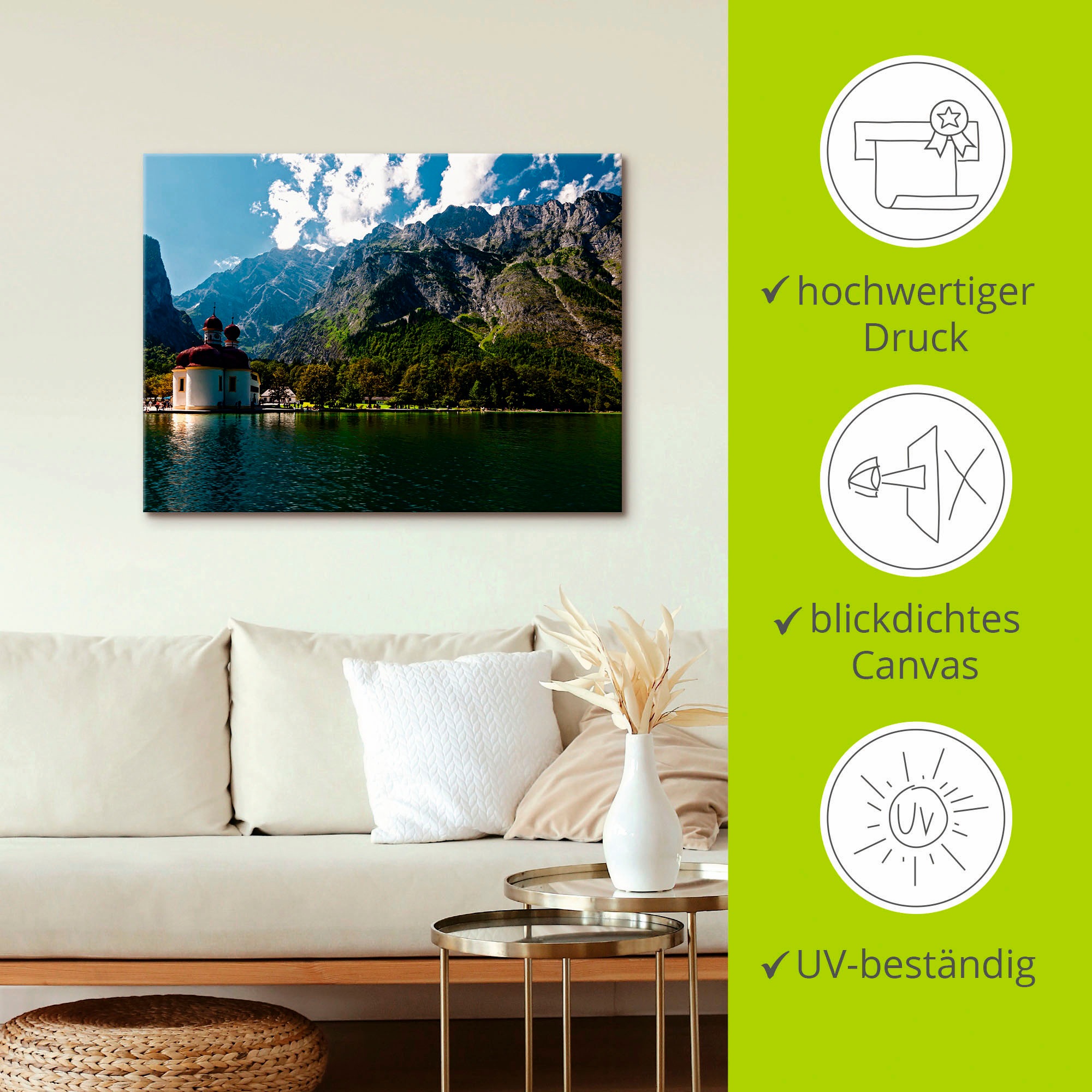 Artland Wandbild »St. Bartholomä (Königssee) I«, Berge, (1 St.), als Leinwandbild, Poster, Wandaufkleber in verschied. Größen