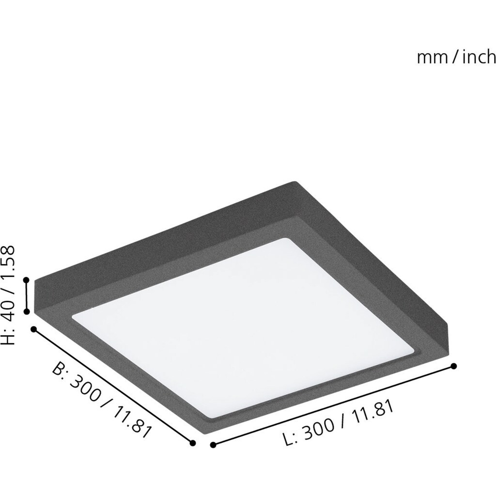 EGLO LED Außen-Deckenleuchte »ARGOLIS«, LED-Board, Warmweiß, L30 x H4 x B30 cm / inkl. 1 x LED-Platine (je 22W, 2600lm, 3000K) / Hochwertige Deckenlampe - IP44 spritzwassergeschützt - auch für Außenbereich und Badezimmer - sehr flach