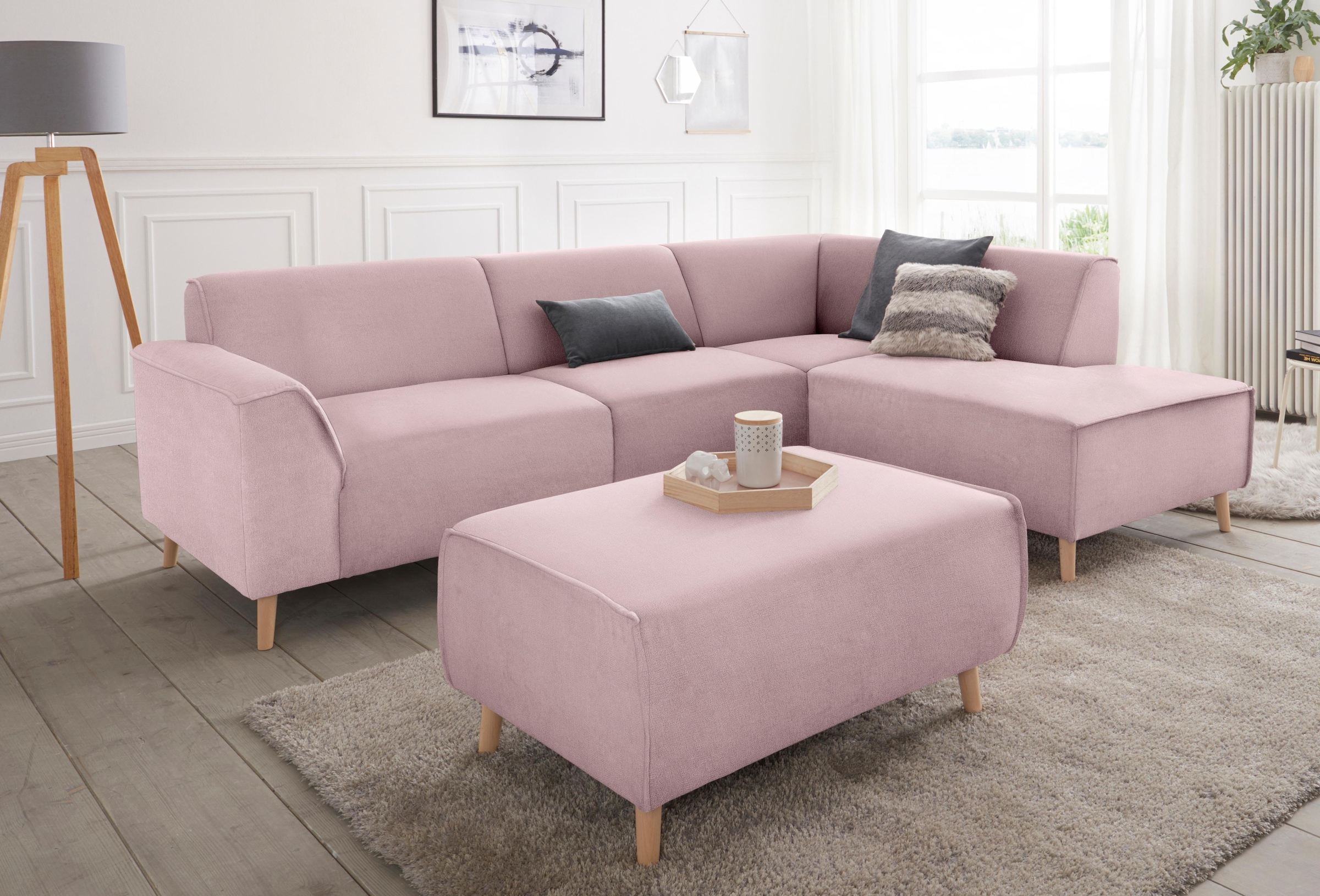 andas Ecksofa »Janek Scandic Design, elegant und zeitlos, L-Form«, mit Federkern und Keder in scandinavischem Design