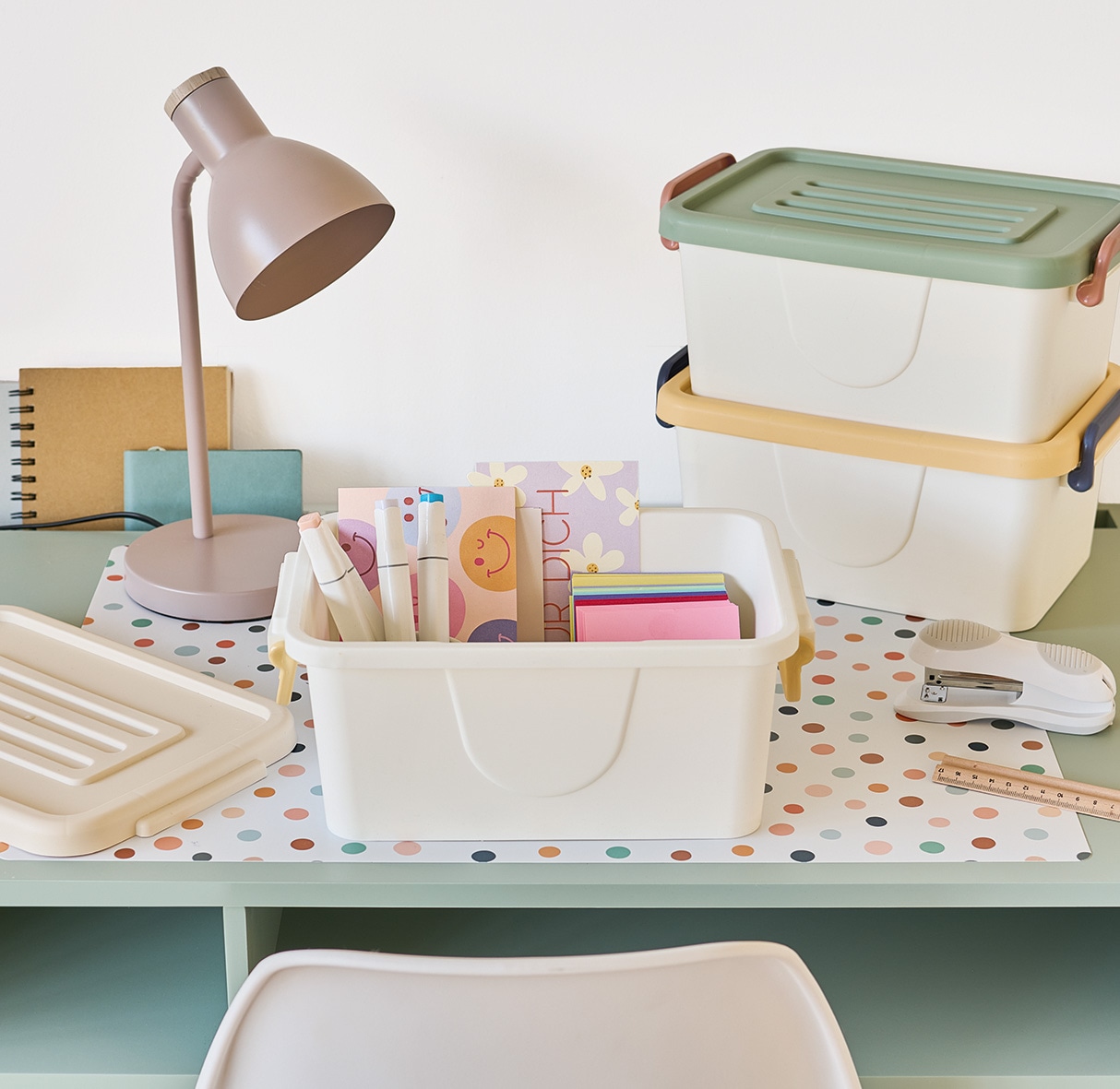 Zeller Present Aufbewahrungsbox »Aufbewahrungsboxen-Set, 3 tlg.« Kunststoff, weiß/mint/gelb/beige, ca. 30x21x13 cm