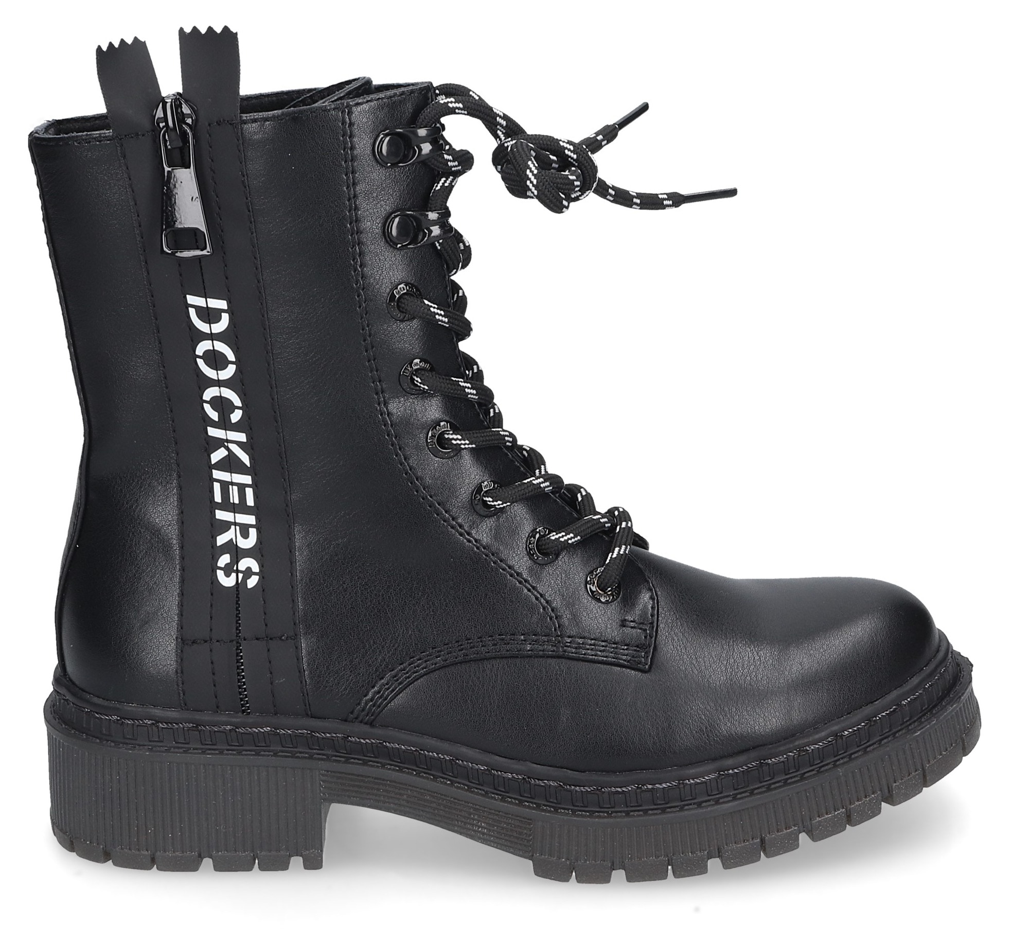 Dockers by Gerli Schnürstiefel, Biker Boots, Plateau Stiefel mit modischem Textilband