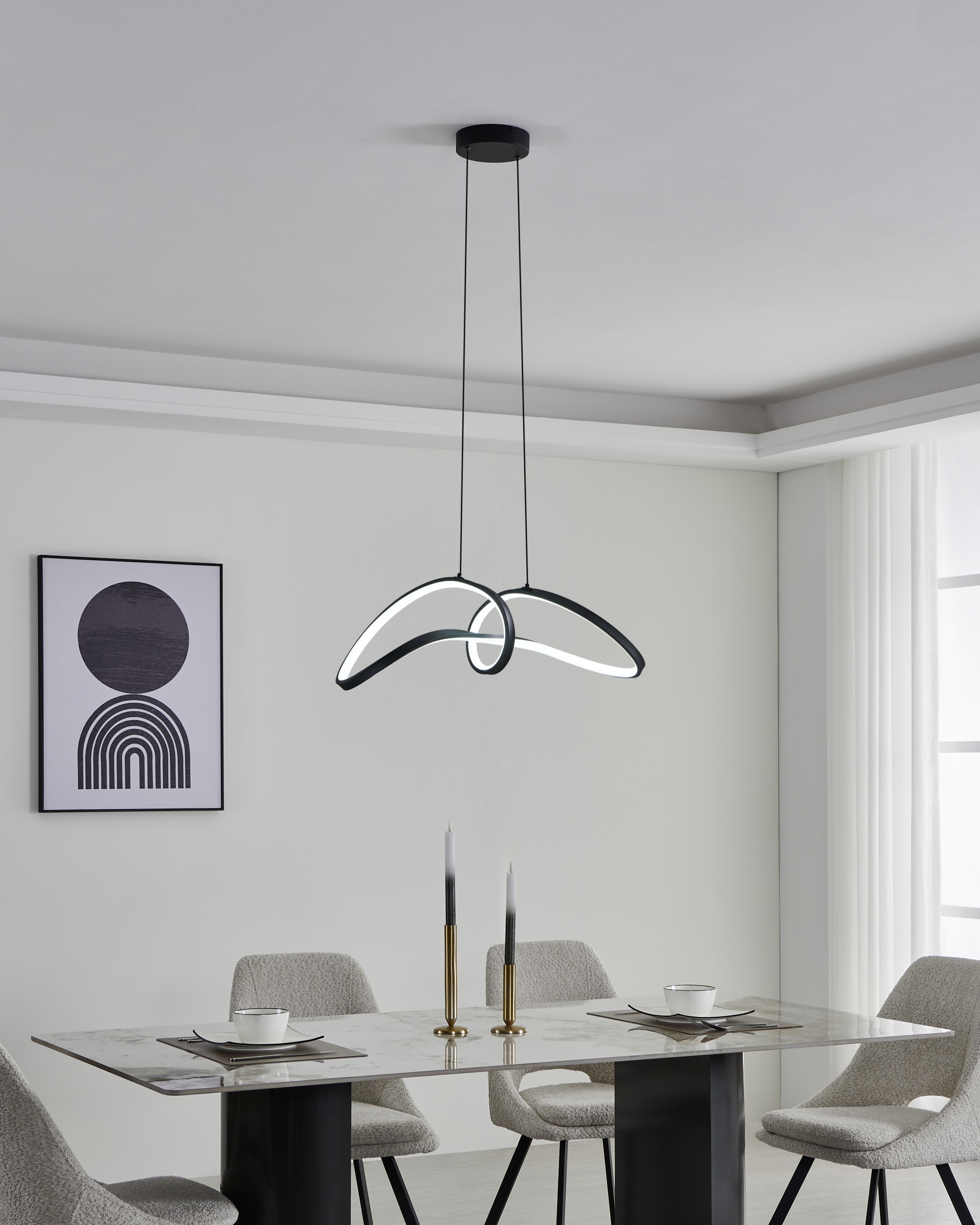 EGLO Hängeleuchte »CALAROSSA-Z Pendellampe - Alu, Stahl - LED - 22W - IP20« LED-Modul 1 Stk. Kaltweiß | Neutralweiß | Warmweiß Hängelampe, Deckenlampe, Wohnzimmer, Esszimmer, L70,5 x B23 x H110 cm