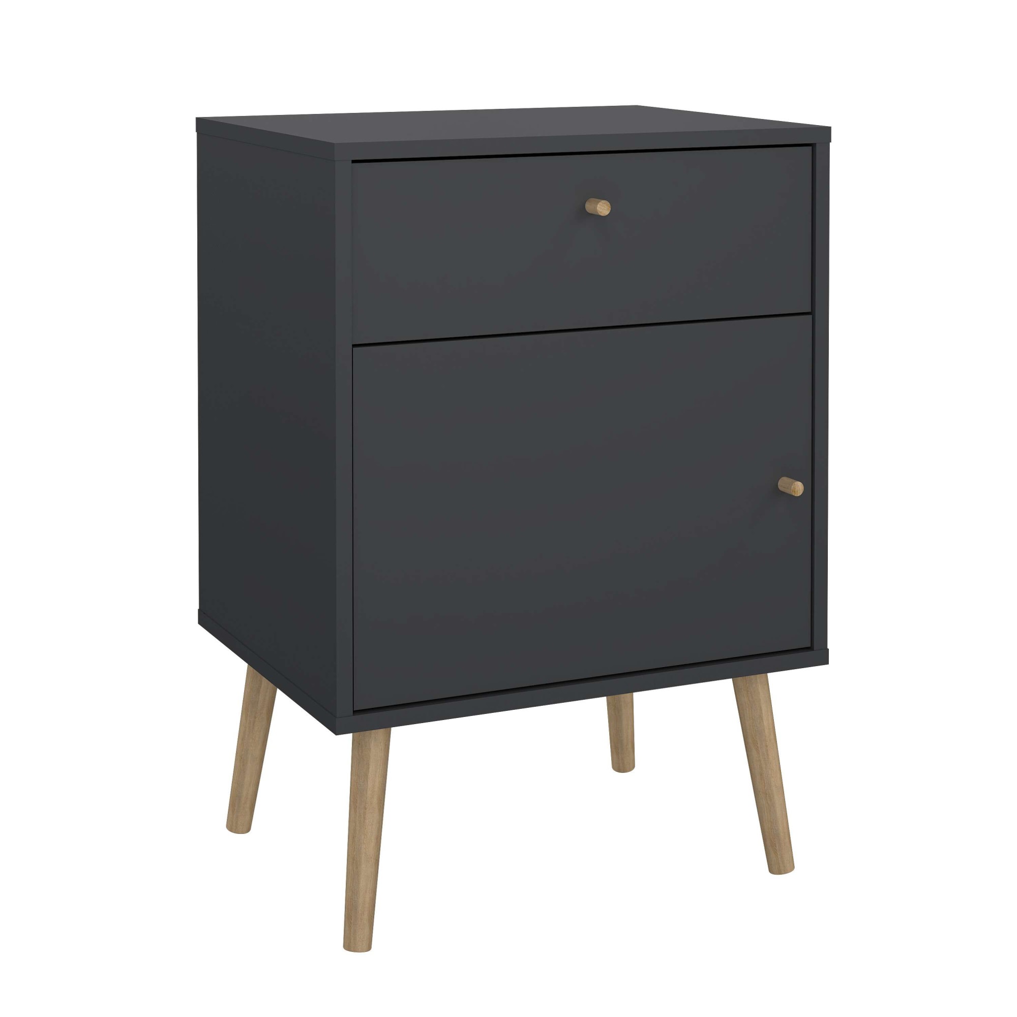 andas Nachtkommode »Bodo, Nachttisch, Nachtschrank, Beistelltisch,«, 1 Tür, 1 Schublade, Beine und Griffe aus Massivholz, Breite 50 cm