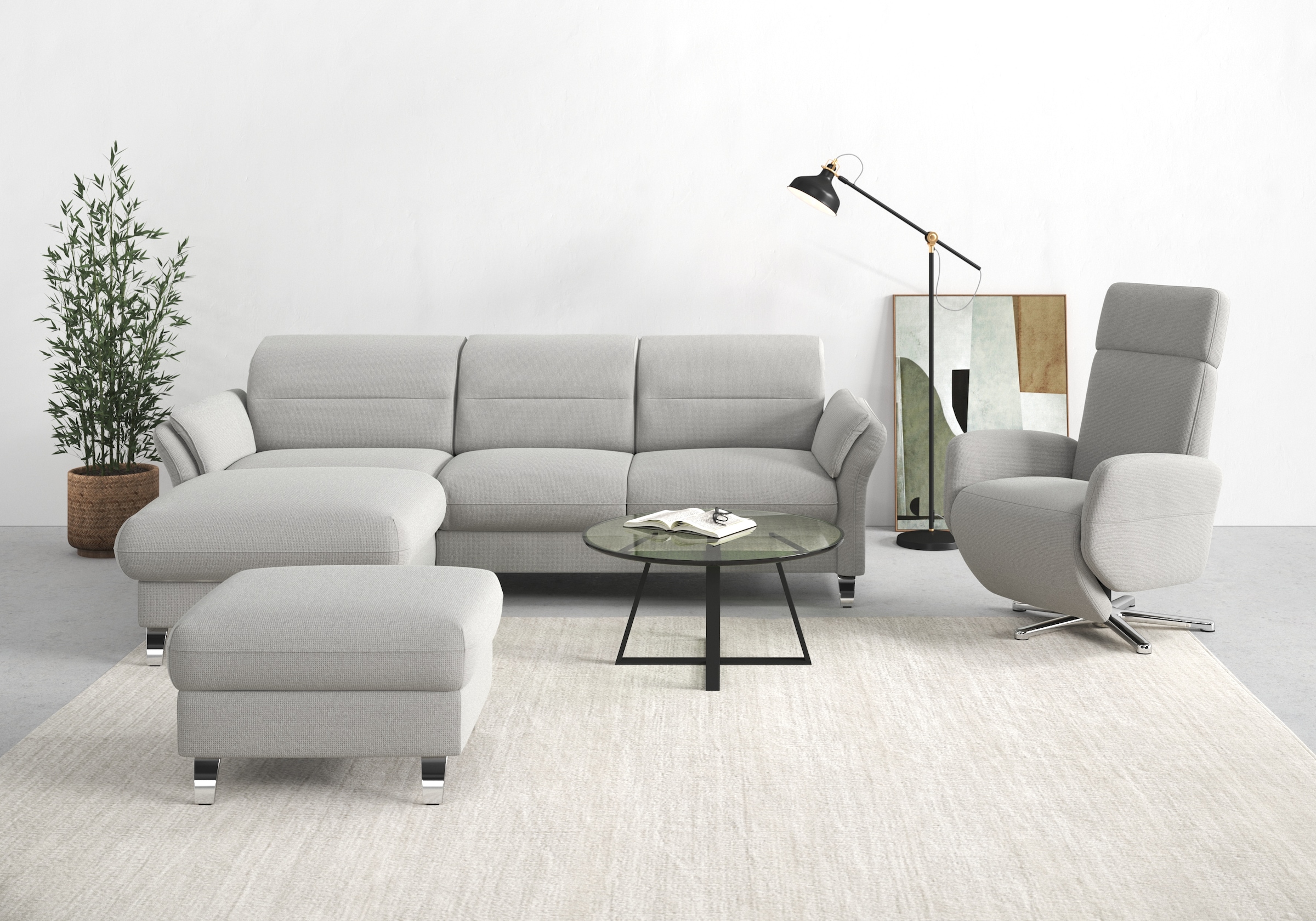 sit&more Ecksofa »Grenoble L-Form mit Federkern«, wahlweise mit Bettfunktio günstig online kaufen