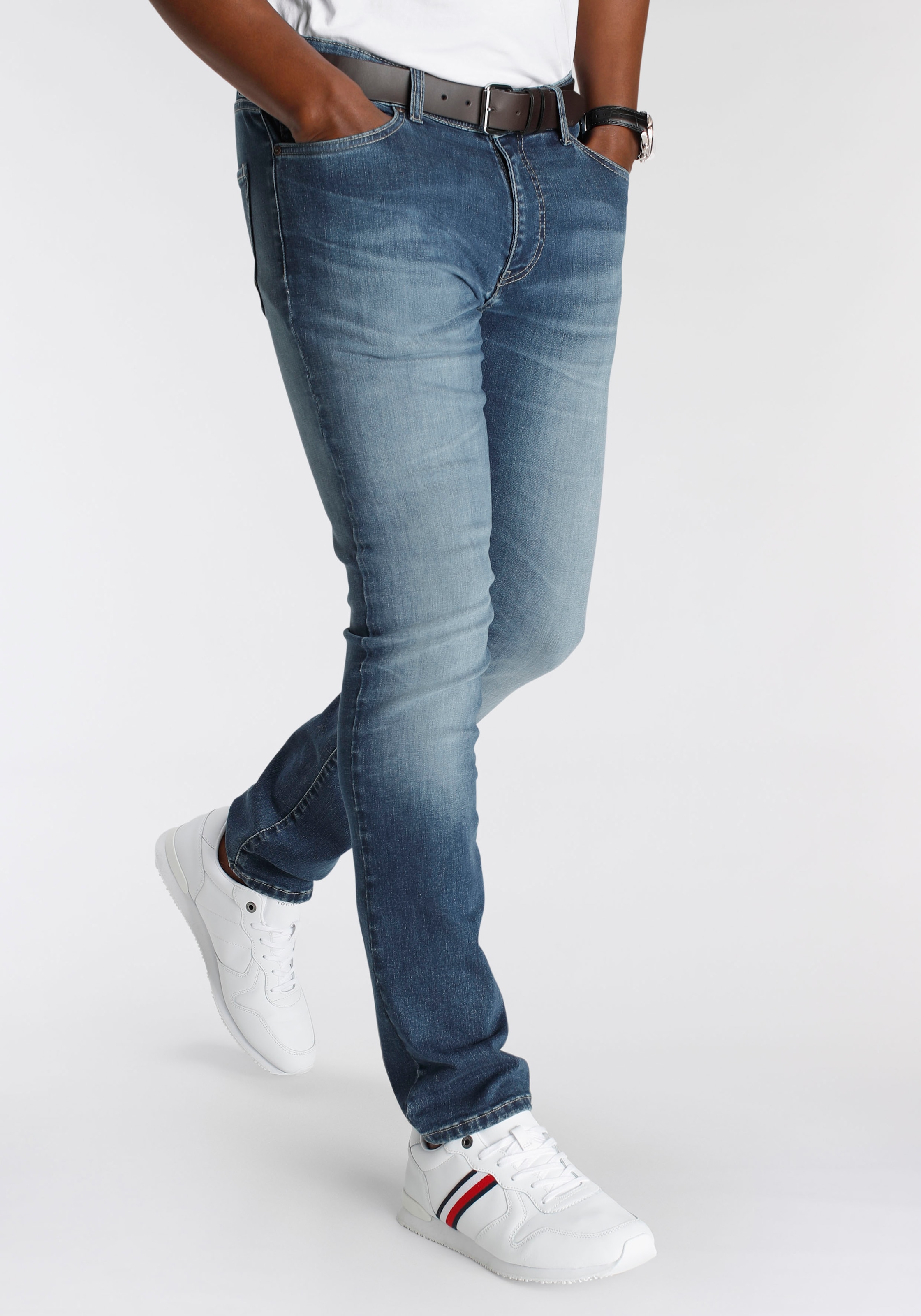 Stretch-Jeans „“Reed““, mit schöner Innenverarbeitung – NEUE MARKE!, Gr. 38 – Länge 34, blue used Länge 34