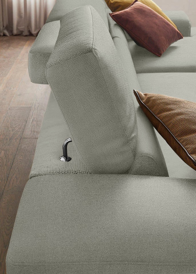 W.SCHILLIG Ecksofa »piedroo, Designsofa mit tollem Sitzkomfort, elegant und bequem, L-Form«, Kopfteilverstellung, wahlweise mit Sitztiefenverstellung, Breite 303cm