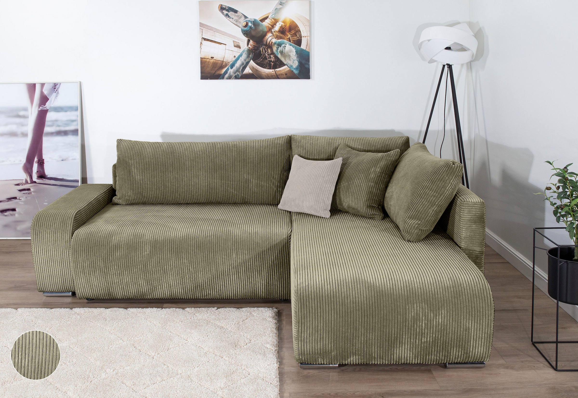 COLLECTION AB Ecksofa »Poppy, L-Form, Breite 227 cm mit Schlaffunktion« ink günstig online kaufen