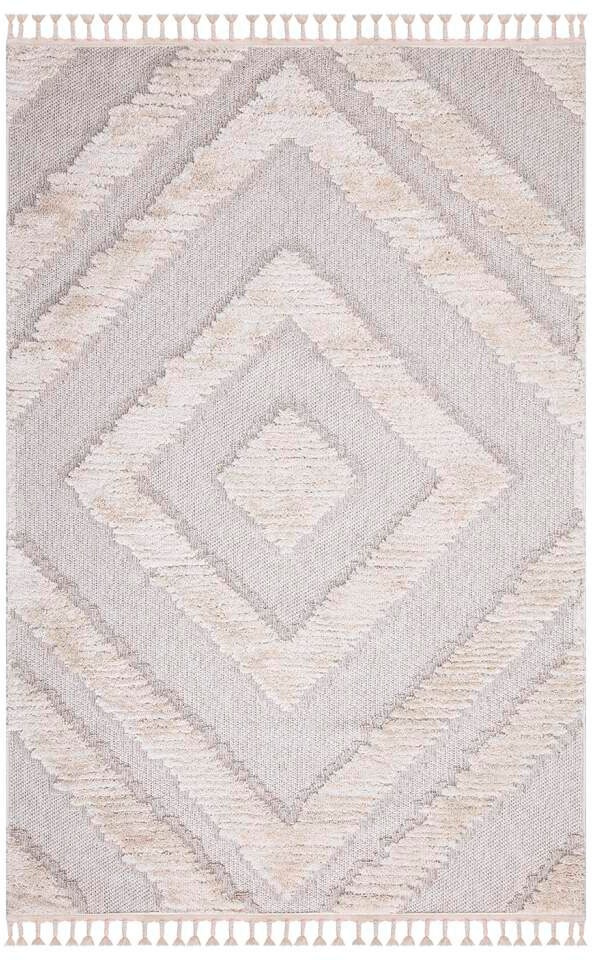 Carpet City Hochflor-Teppich »Valencia 813«, rechteckig, 20 mm Höhe, Läufer, Boho-Stil, 3D-Effekt, Raute, Hoch-Tief-Struktur, mit Fransen