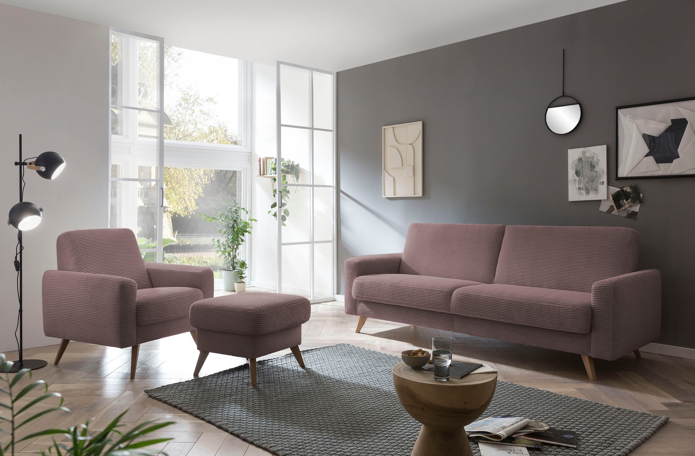 exxpo - sofa fashion Sessel »Samso, Loungesessel«, elegant und bequem, aktueller Cord Bezug