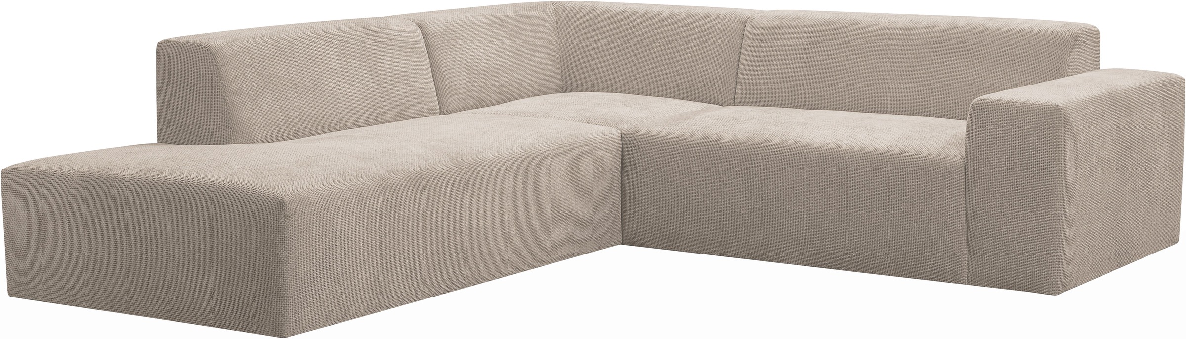 WERK2 Ecksofa »Zeus-M, tolles Sofa mit schönen Details, L-Form«, Curvy Trend Garnitur, urbane Optik, komfortable Wellenunterfederung