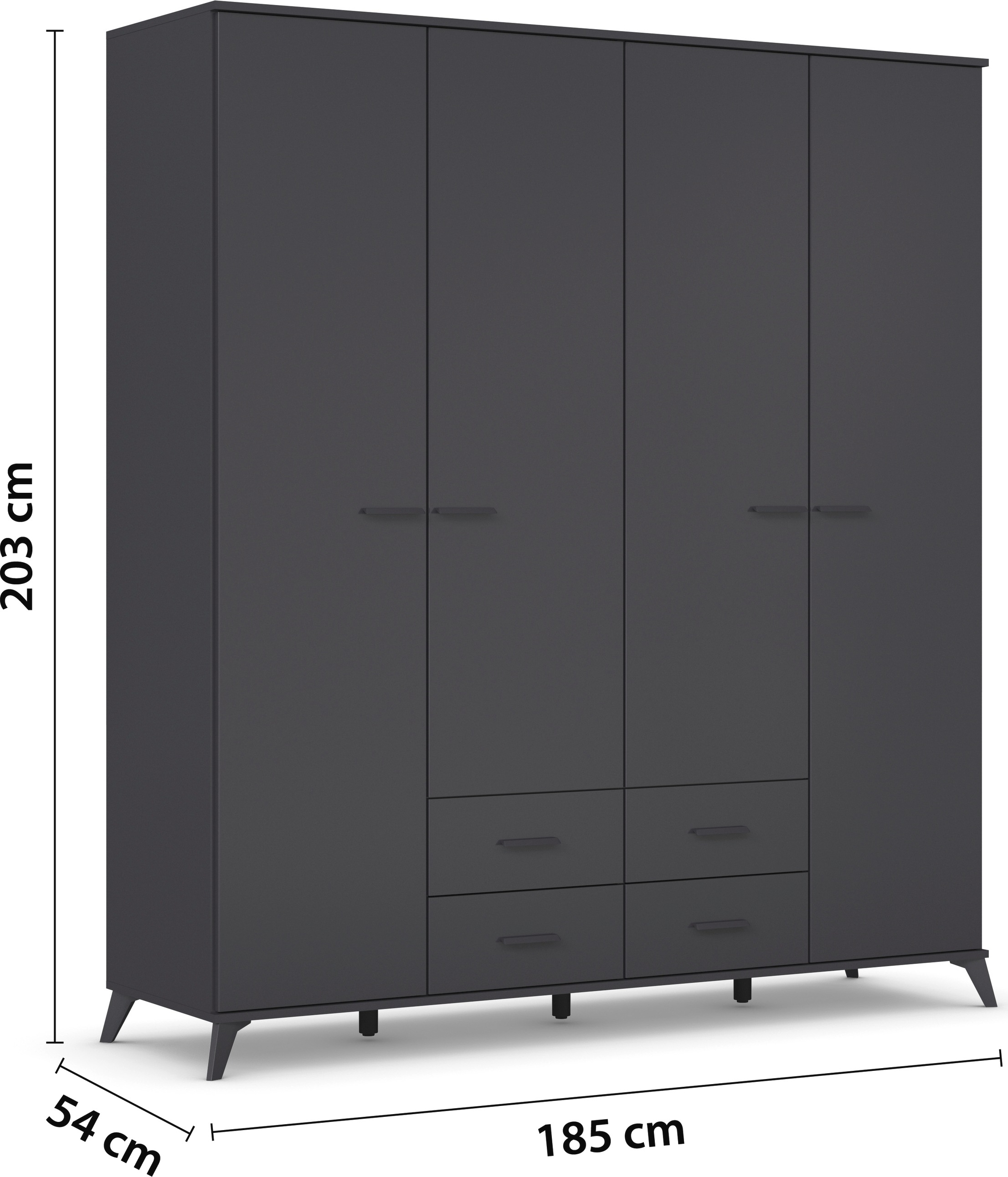 rauch Drehtürenschrank »Lucena«, mit schräg ausgestellten Füßen im Monochrom-Stil
