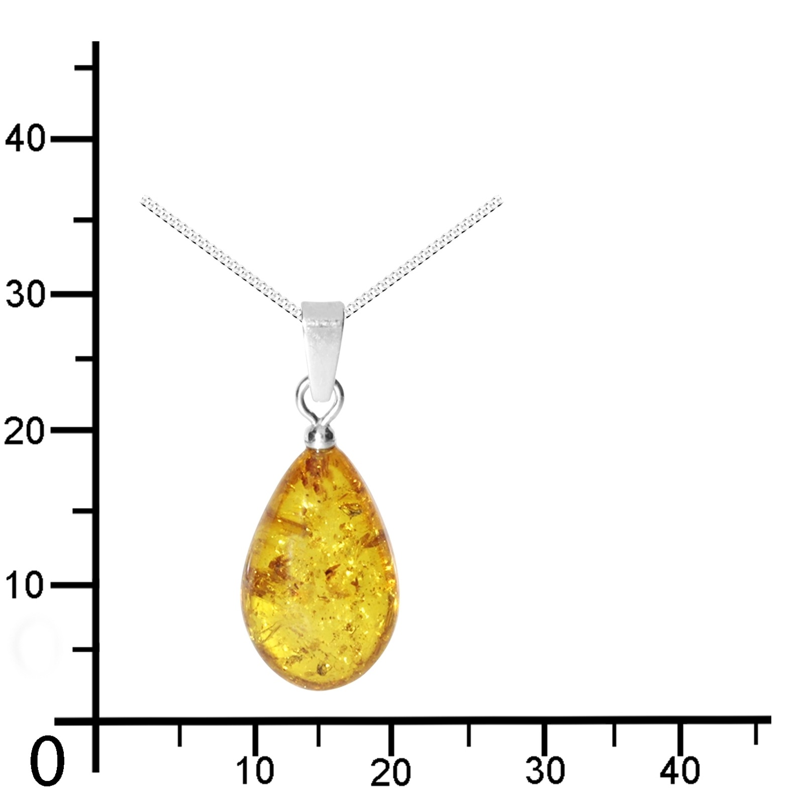 OSTSEE-SCHMUCK Kette mit Anhänger »Ostsee-Schmuck Kette mit Anhänger Tropfen flach, ca. 17 mm lang«, (2 tlg.)