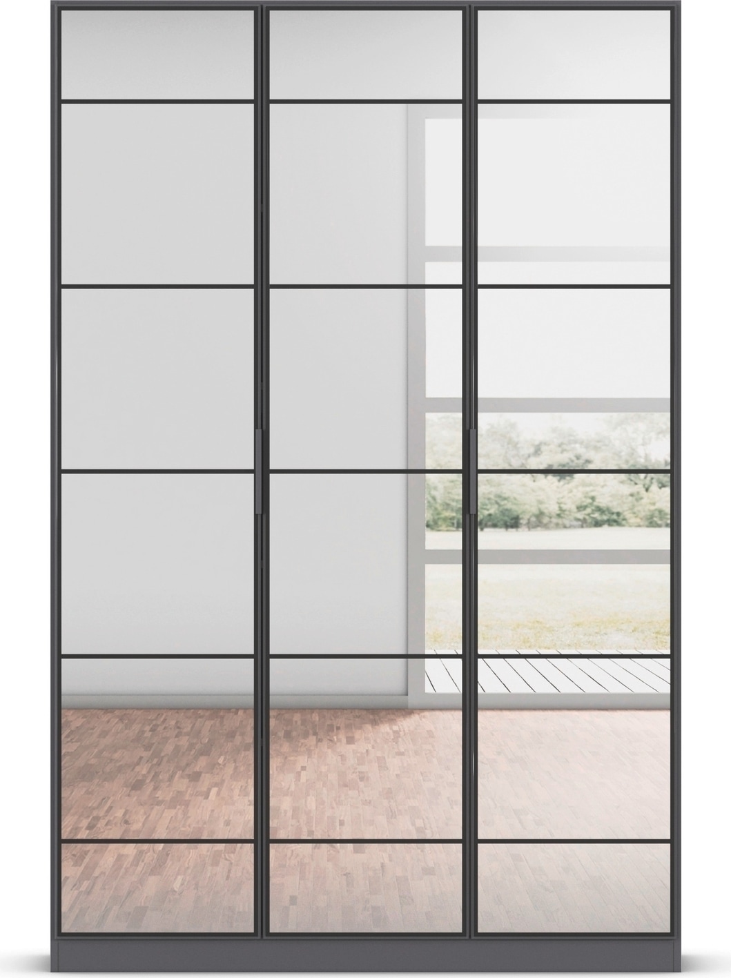 rauch Drehtürenschrank »Kleiderschrank Schrank Garderobe Schlafzimmerschrank ACERO«, (praktisch in Tiefe 41 cm mit vielen Einlegeböden), Spiegelfront in moderner Loft-Optik MADE IN GERMANY