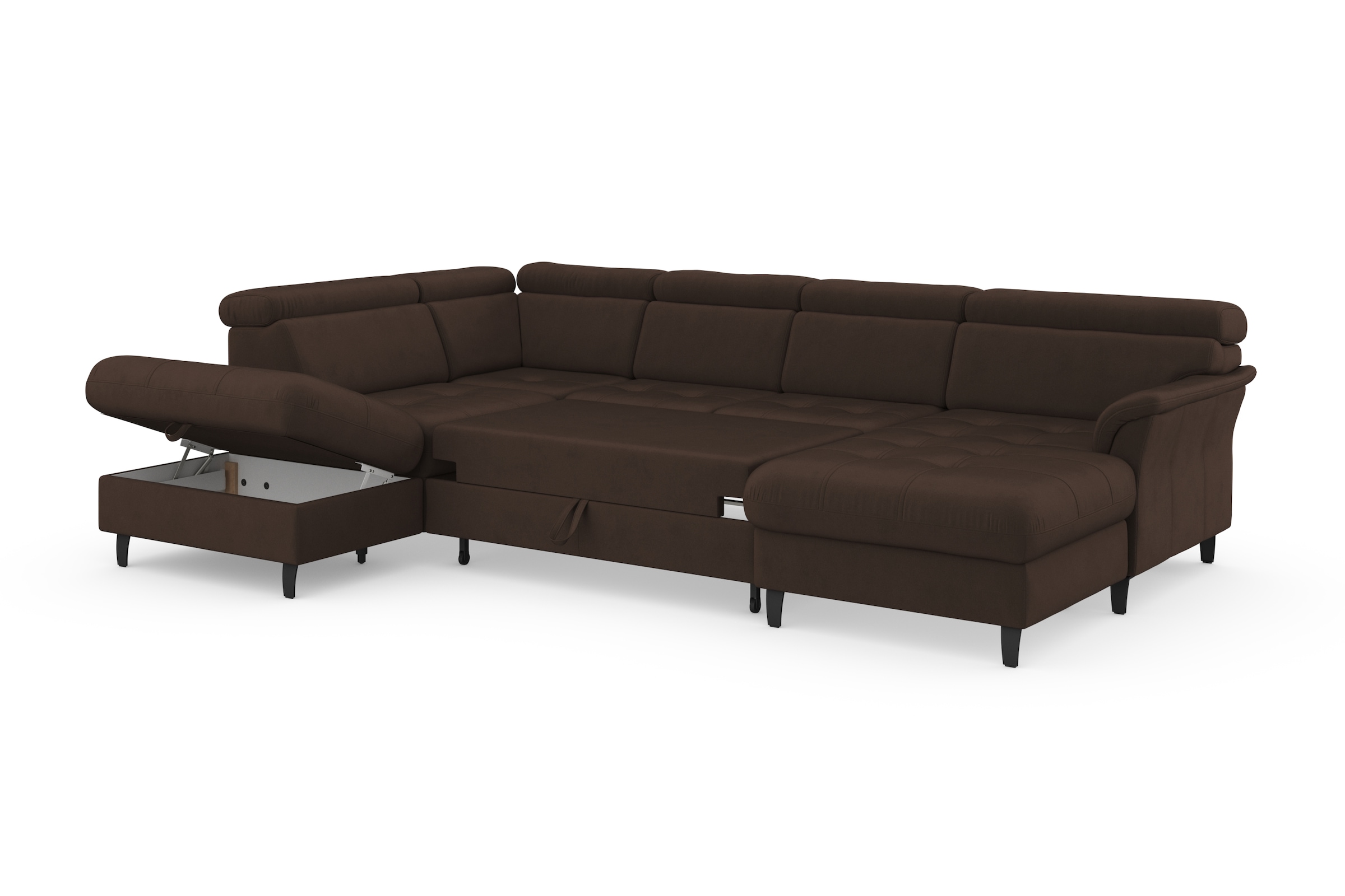 sit&more Wohnlandschaft »Marano U-Form«, inklusive Kopfteilverstellung, wahlweise mit Bettfunktion, Bettkasten