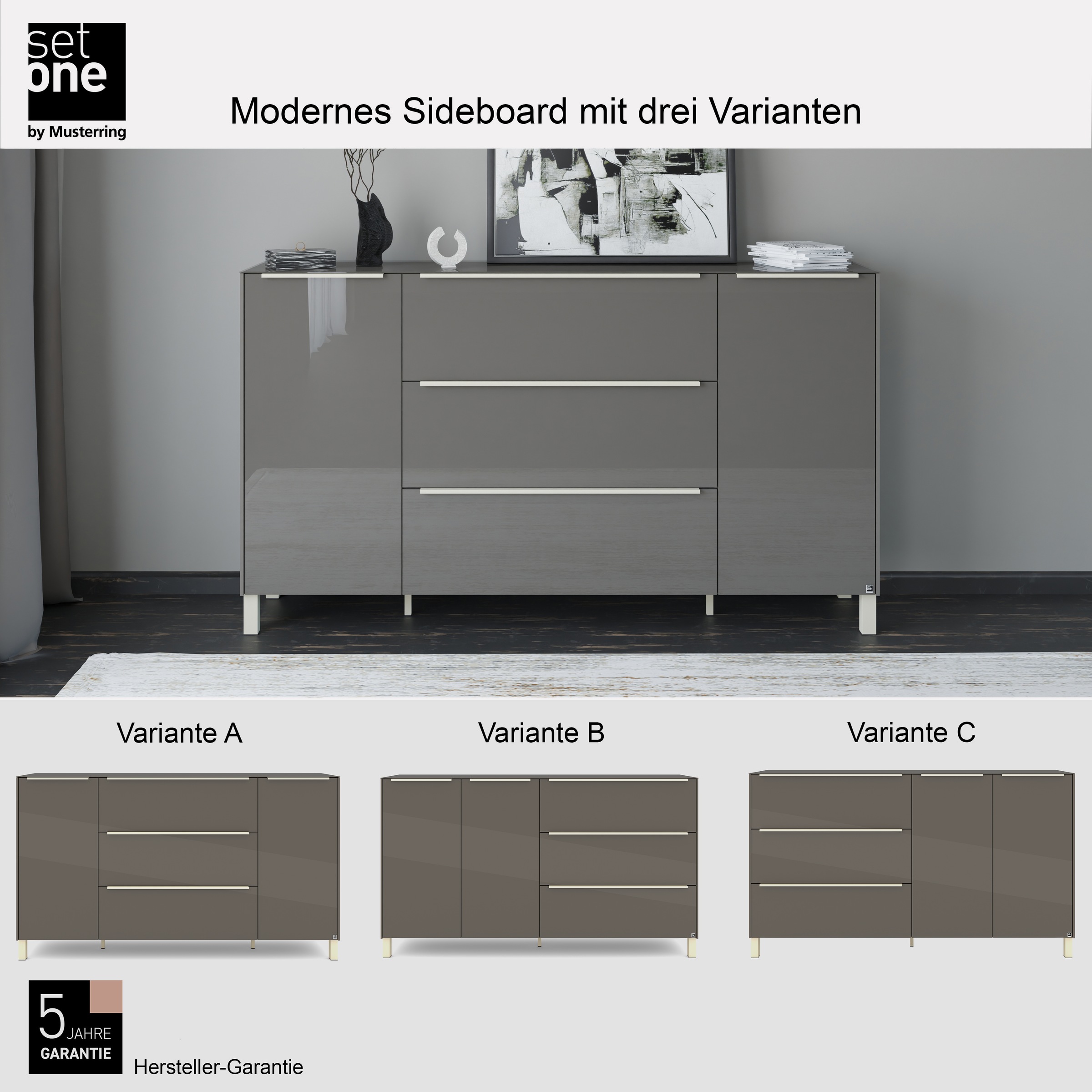 set one by Musterring Sideboard »Reno« 1 Stk. tlg. Mit Vierkantfuß in diversen Farben, 106 cm Höhe & Farbauswahl