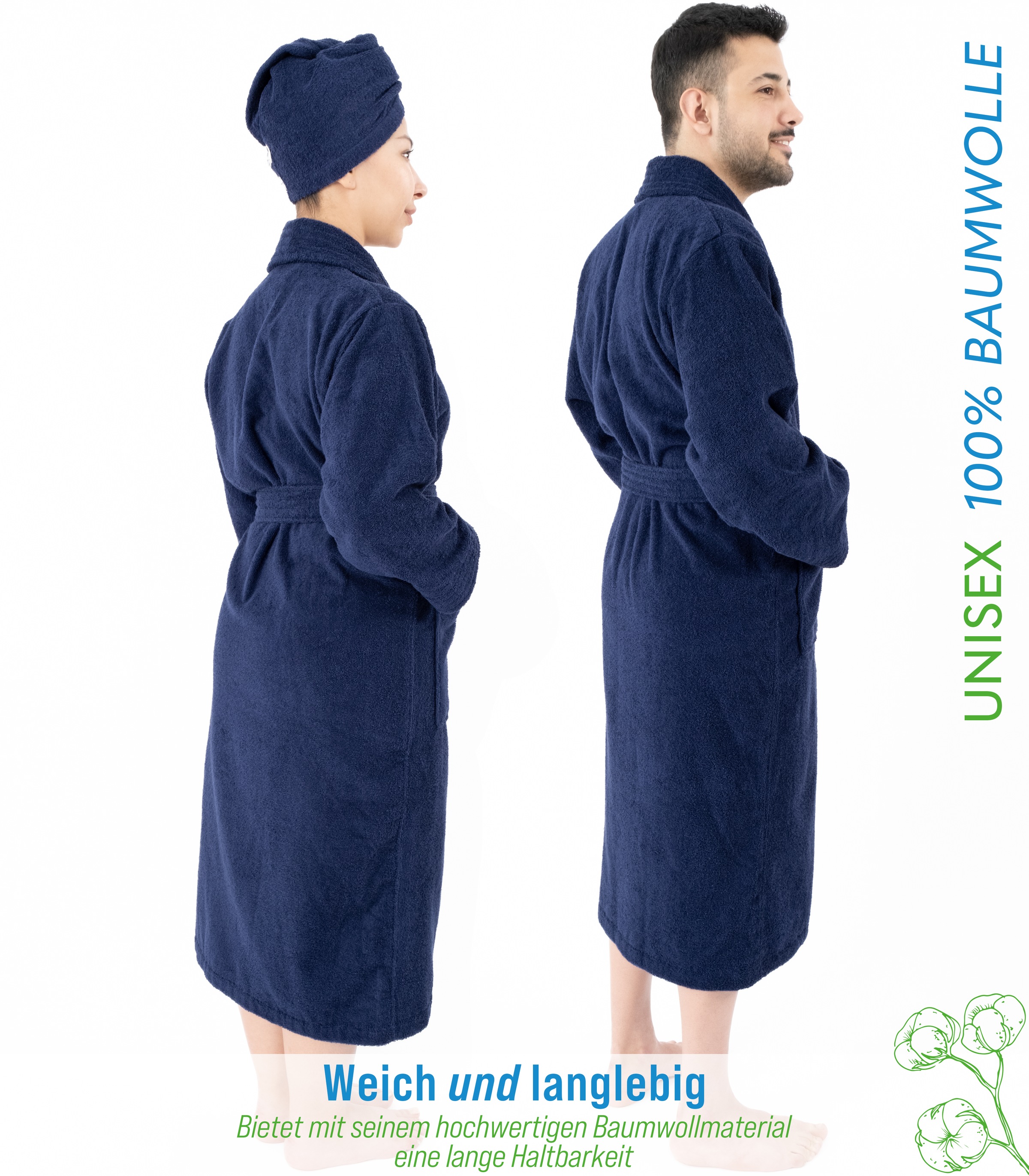 HAMMETEX Bademantel »Bademantel 100% Baumwolle Unisex, 400 GSM, Weich & Saugfähig«, (Packung), ideal für Sauna & Spa, Hotelbademantel, Morgenmantel