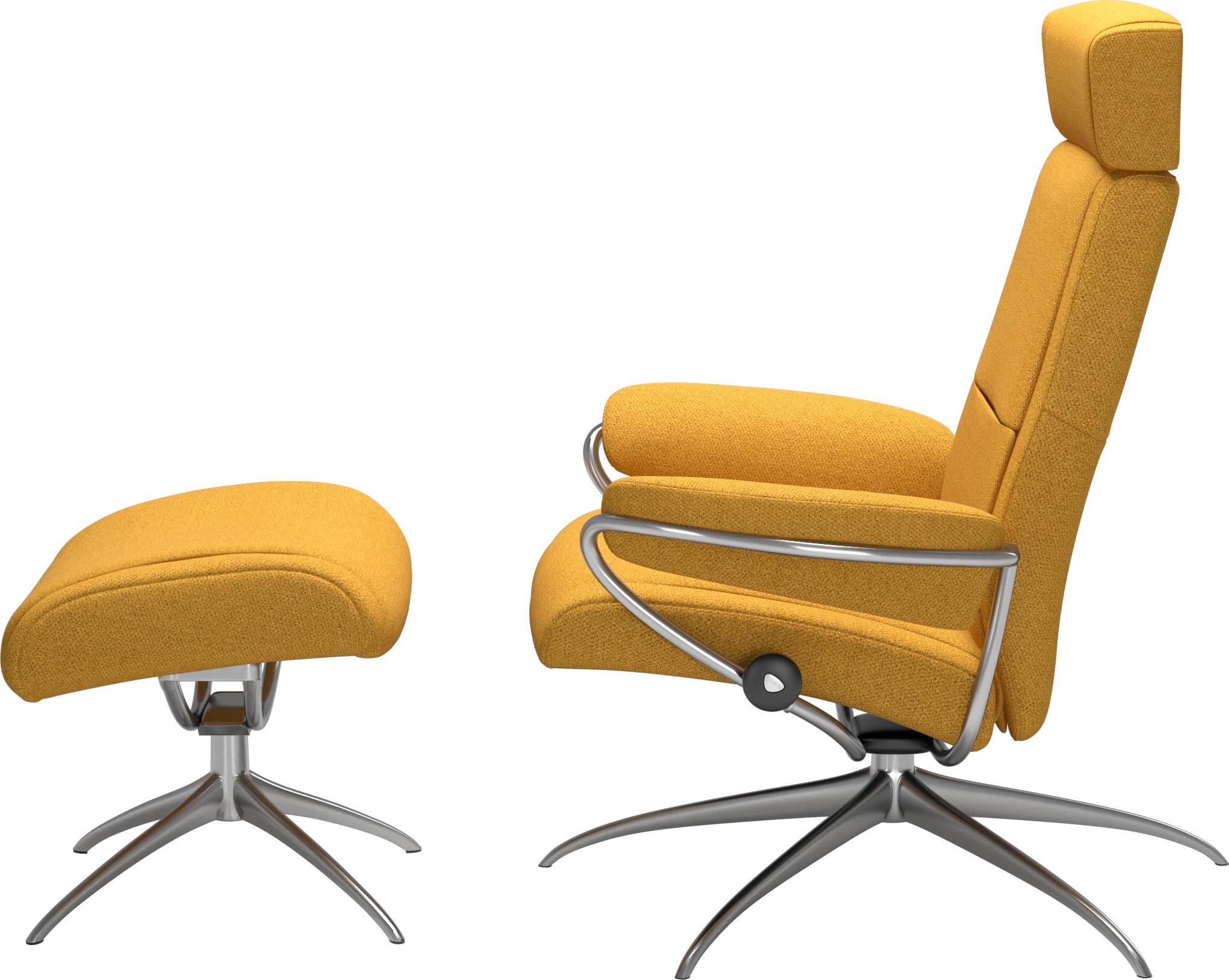 Stressless® Relaxsessel »Paris«, (Set, Relaxsessel mit Hocker), mit Hocker, Low Back mit Kopfstütze, mit Star Base, Gestell Chrom
