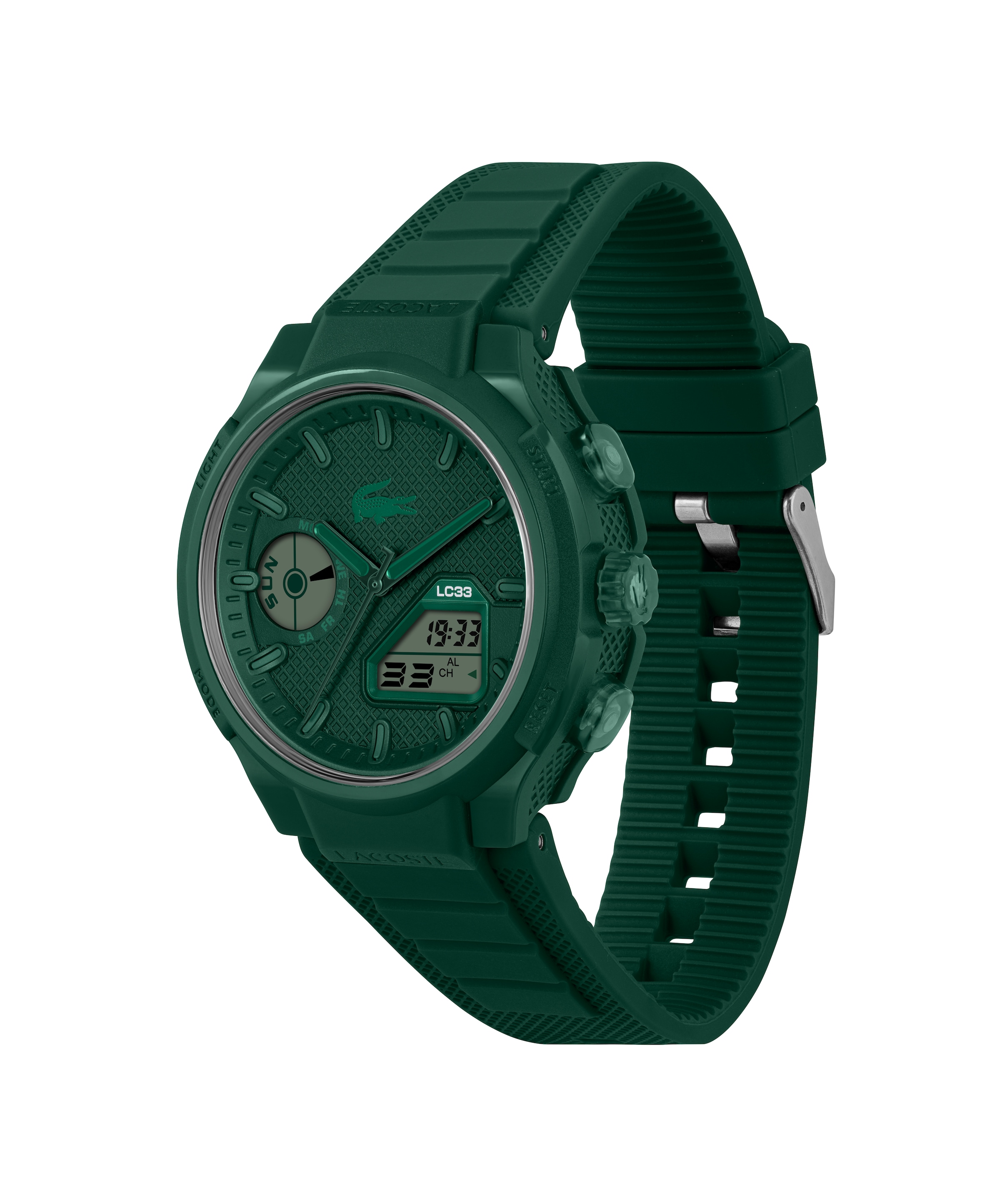 Lacoste Chronograph »LC33«, Quarzuhr, Armbanduhr, Herrenuhr, Silikonarmband, analog, digital, Tag