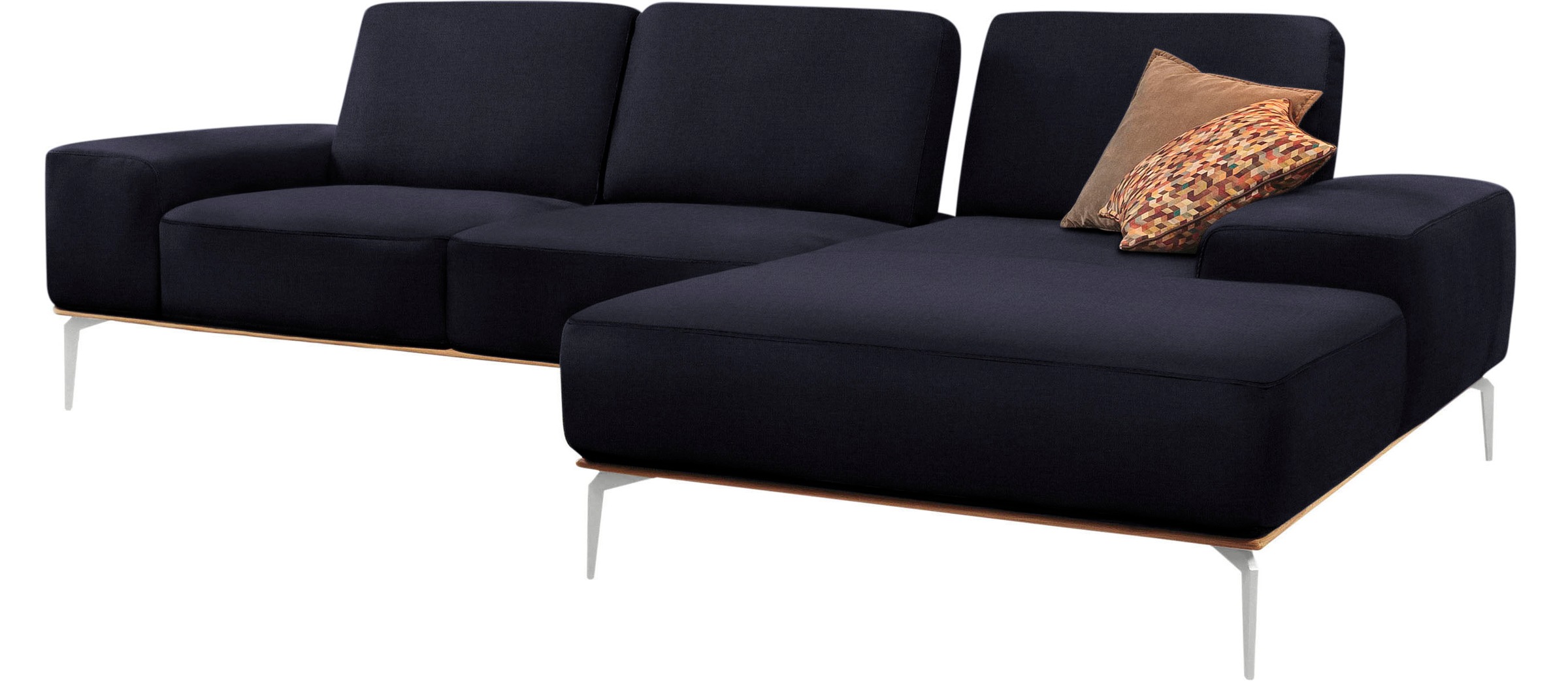 W.SCHILLIG Ecksofa »run, Designsofa, bequem, L-Form«, mit elegantem Holzsockel, Füße in Chrom glänzend, Breite 299 cm