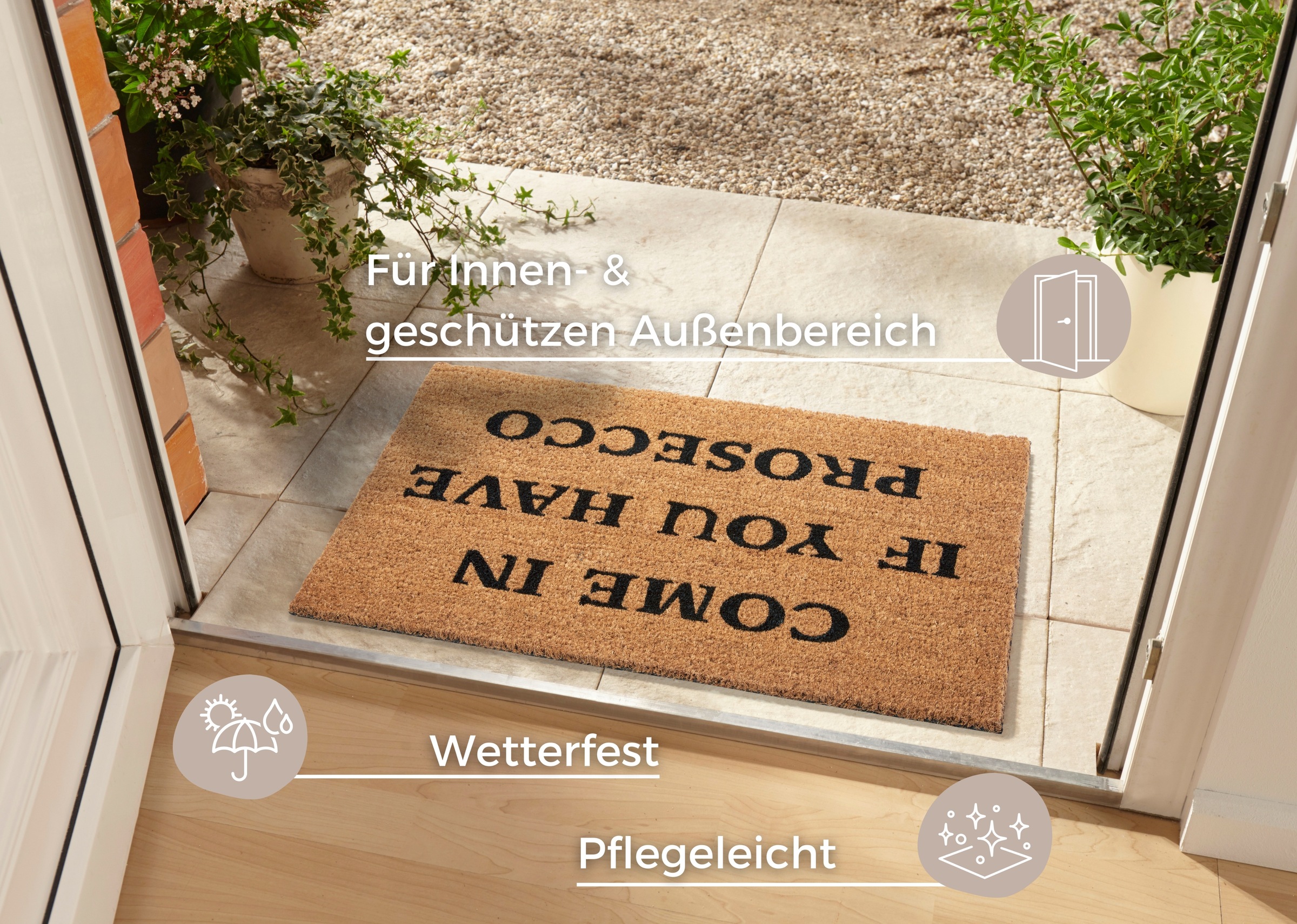 HANSE Home Fußmatte »Mix Mats Kokos Prosecco, Türmatte«, rechteckig, 15 mm Höhe, Kokos, Schmutzfangmatte, Outdoor, Rutschfest, Innen, Kokosmatte, Flur
