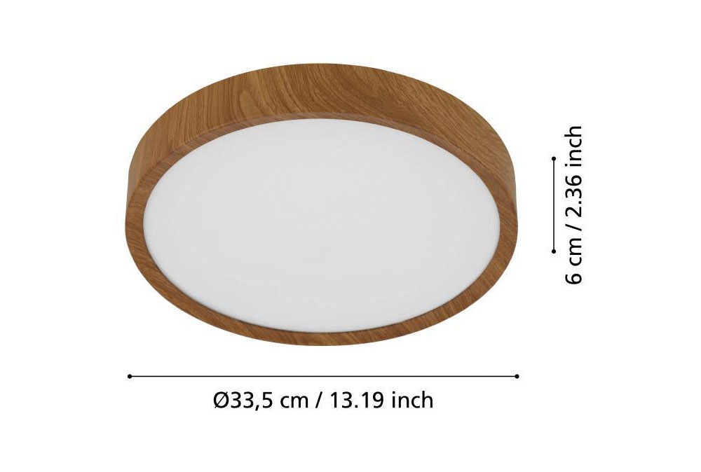 EGLO Deckenleuchte »MUSURITA«, 1 flammig, Leuchtmittel LED-Modul | LED wechselbar, Deckenlampe, Wohnzimmer, Stahl, Kunststoff, Holz-Optik, Weiß, Ø34 cm