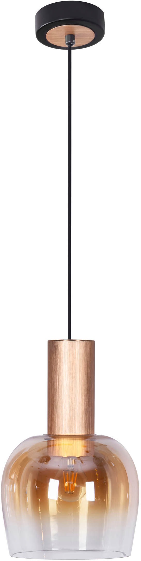 näve Pendelleuchte »Funda« E27 1 Stk. 1flg., Glas in amber D: 23,5cm, Zulei günstig online kaufen