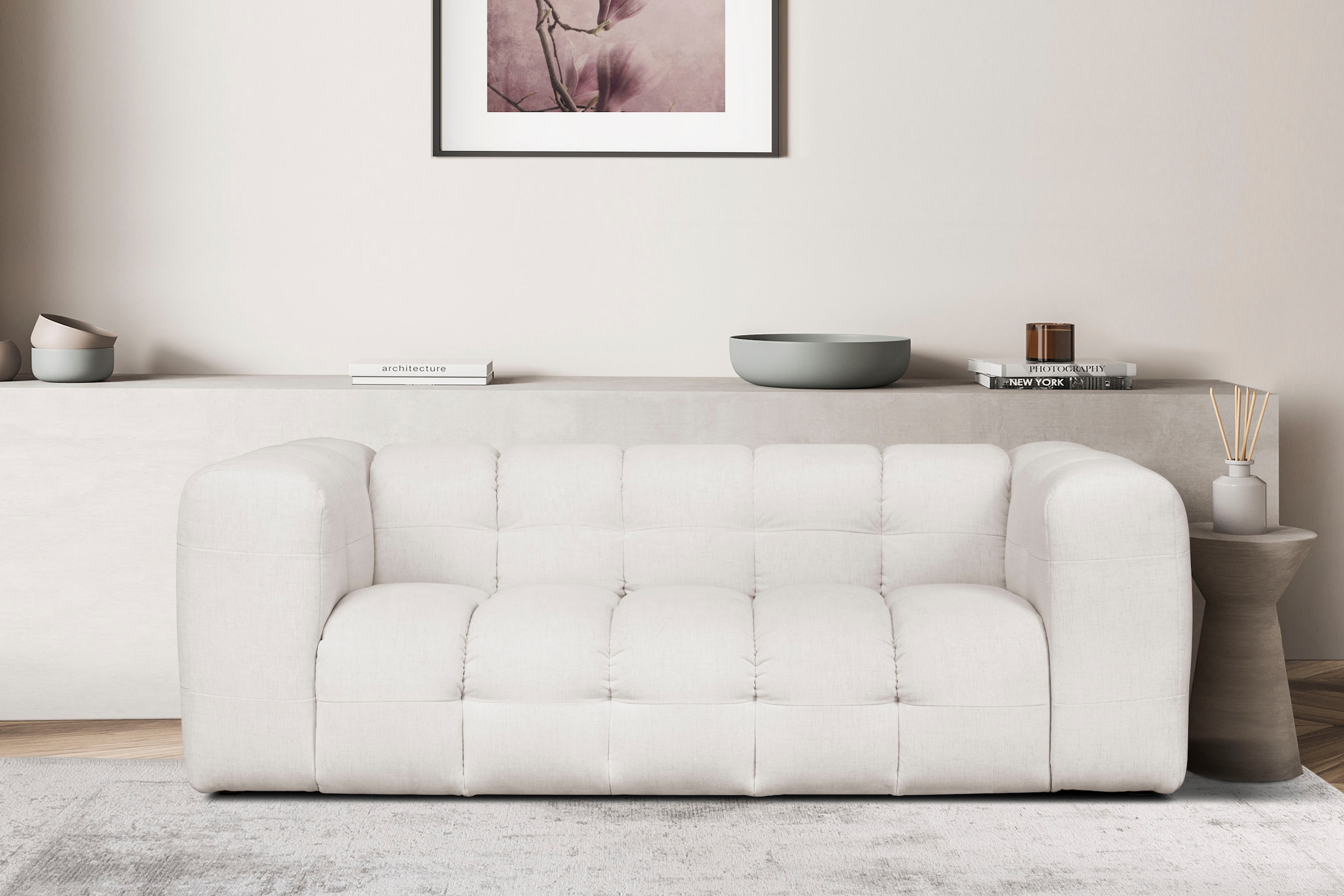 LeGer Home by Lena Gercke 3-Sitzer »TALISHA Designersofa, moderne Steppung, Maße B/T/H: 229/110/75 cm«, aufwendig gepolstert, hoher Sitzkomfort