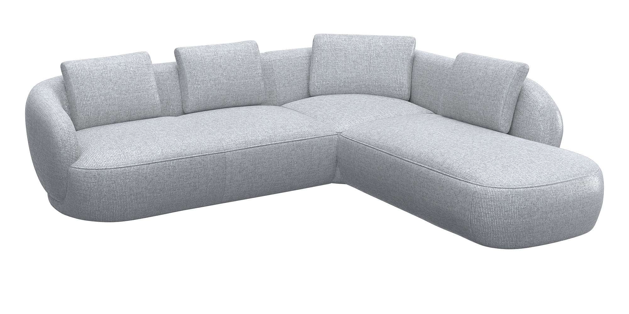 FLEXLUX Ecksofa »Torino, rund, L-Form, Sofa-Ecke mit Ottomane«, Modernes, organisches Sofa-Design, Kaltschaum, Wellenunterfederung