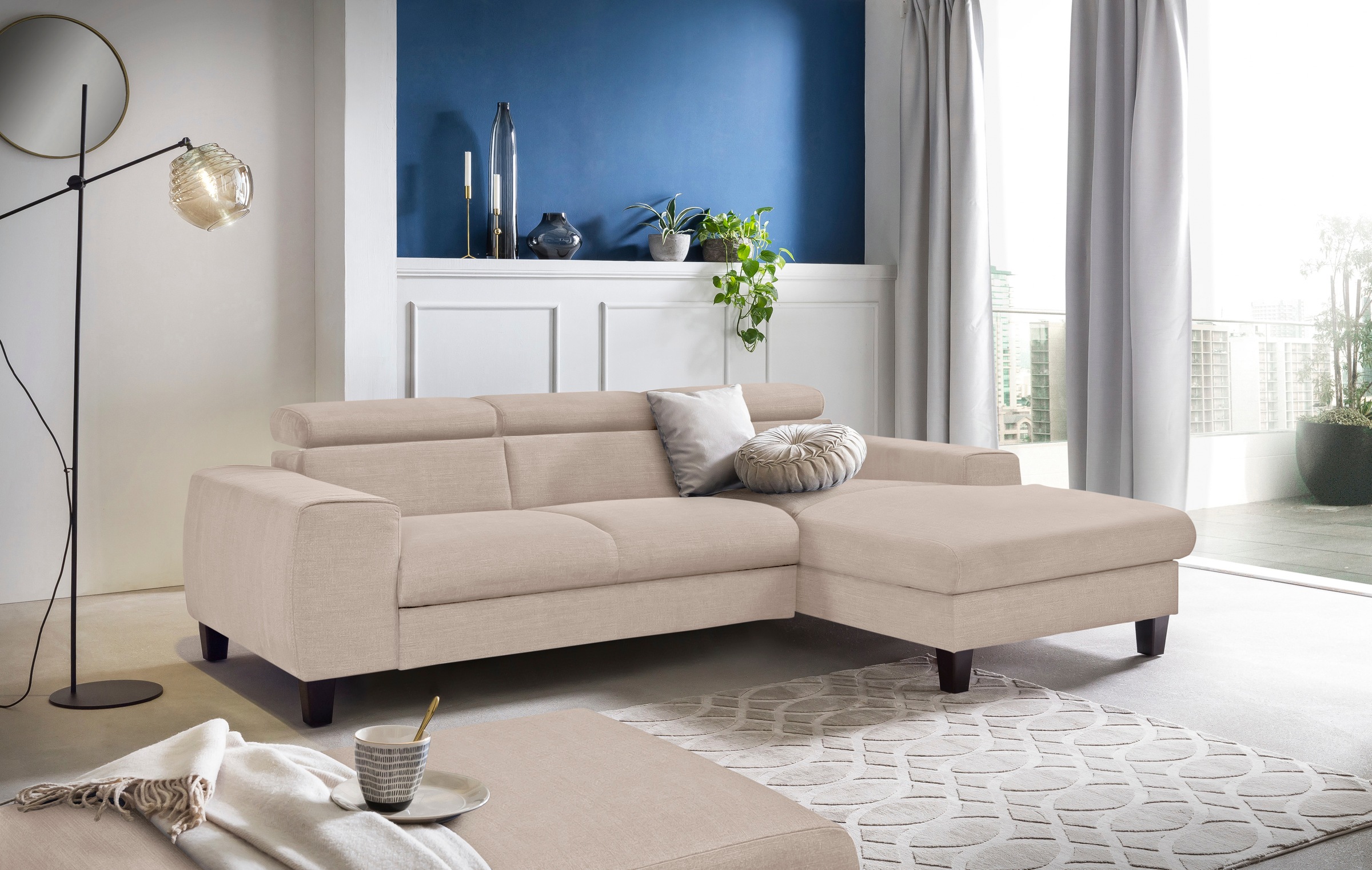 COTTA Ecksofa "Morven L-Form mit Kopfteilverstellung" wahlweise mit Bettfun günstig online kaufen