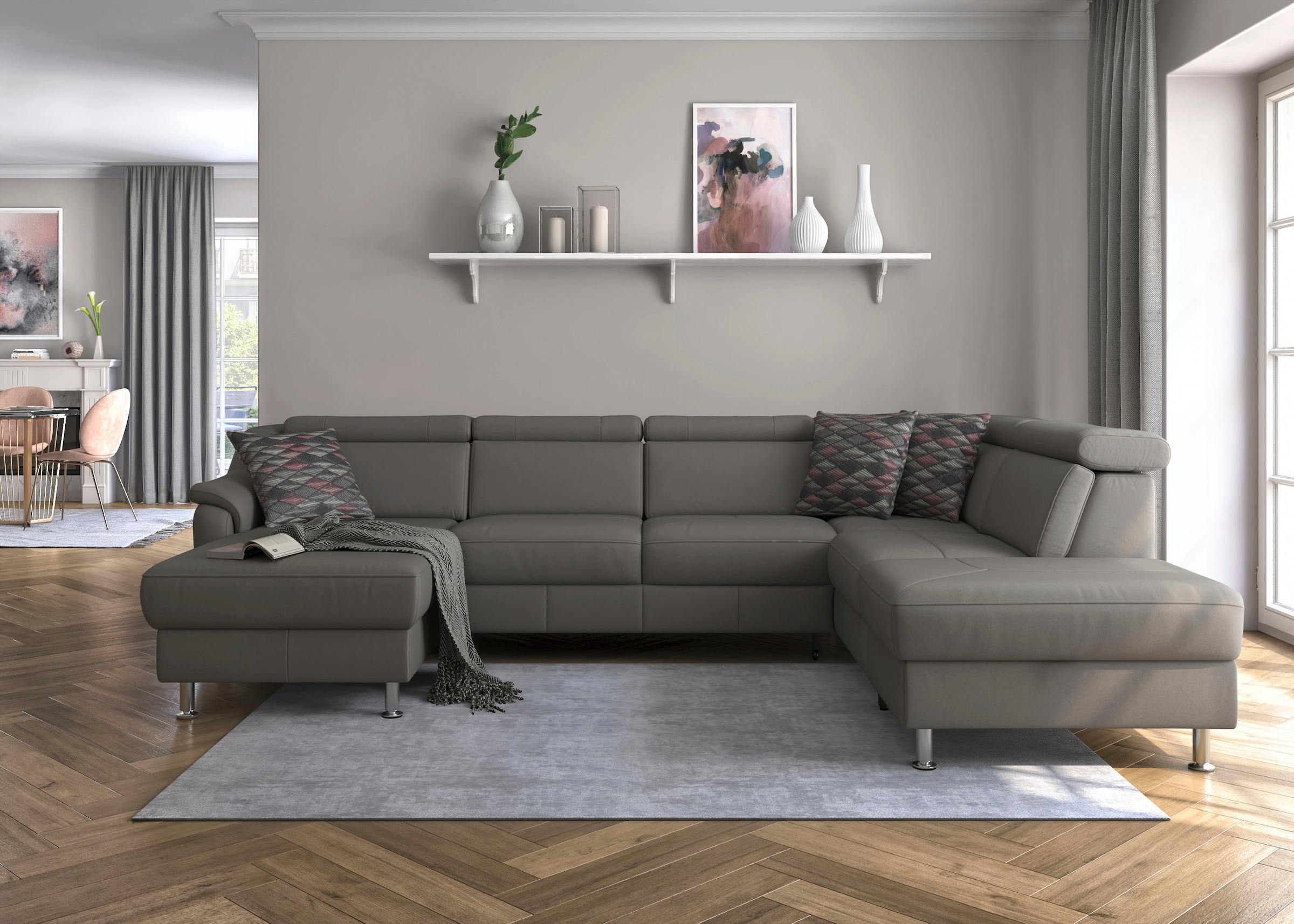 sit&more Wohnlandschaft »Freetown U-Form« Kopfteilverstellung und Federkern, wahlweise mit Bettfunktion