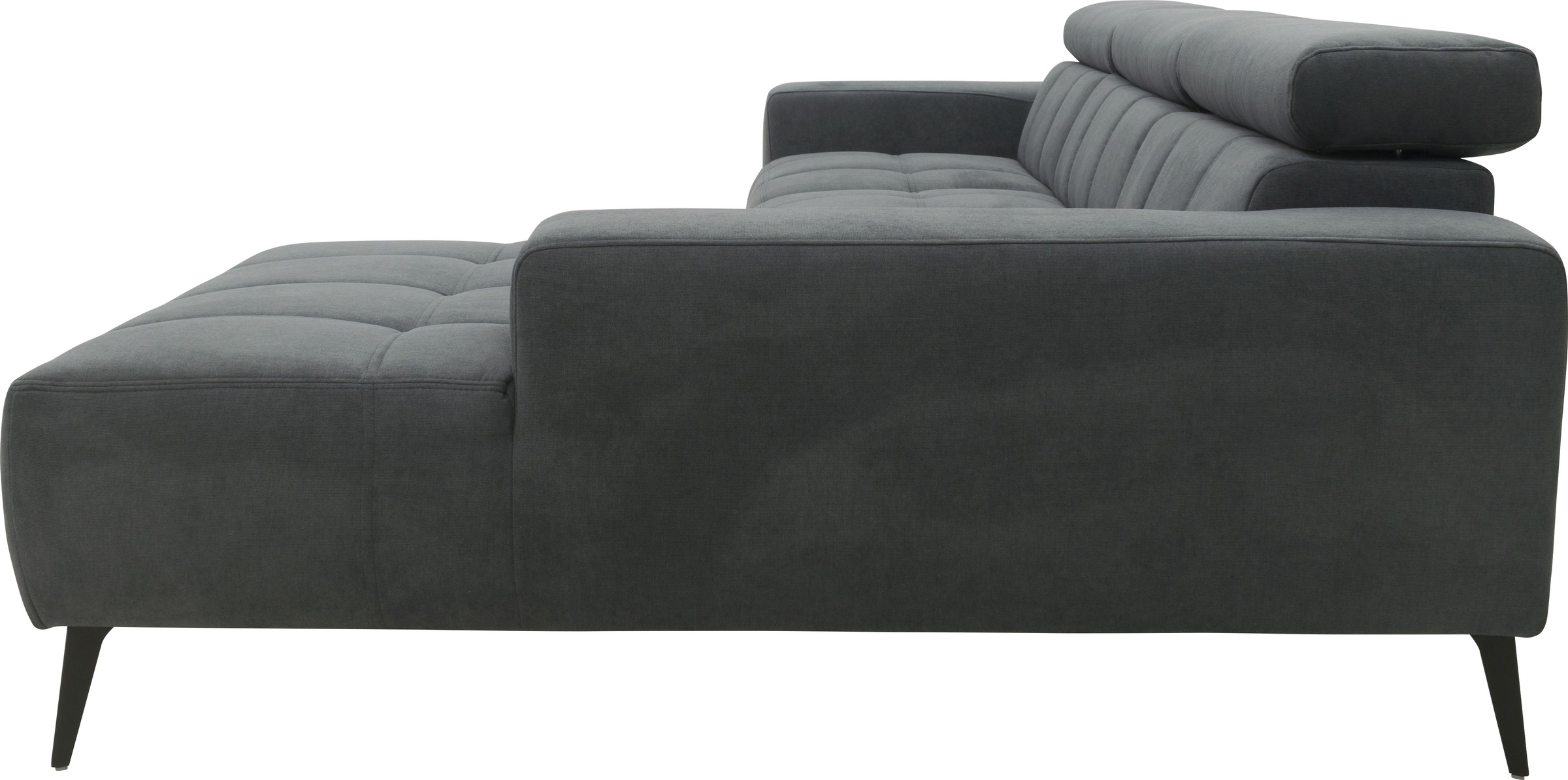 DOMO collection Ecksofa »Trento L-Form, mit Kufenfuß oder Einzelfuß«, wahlweise mit Kopfteilverstellung, Recamiere links/rechts bestellbar