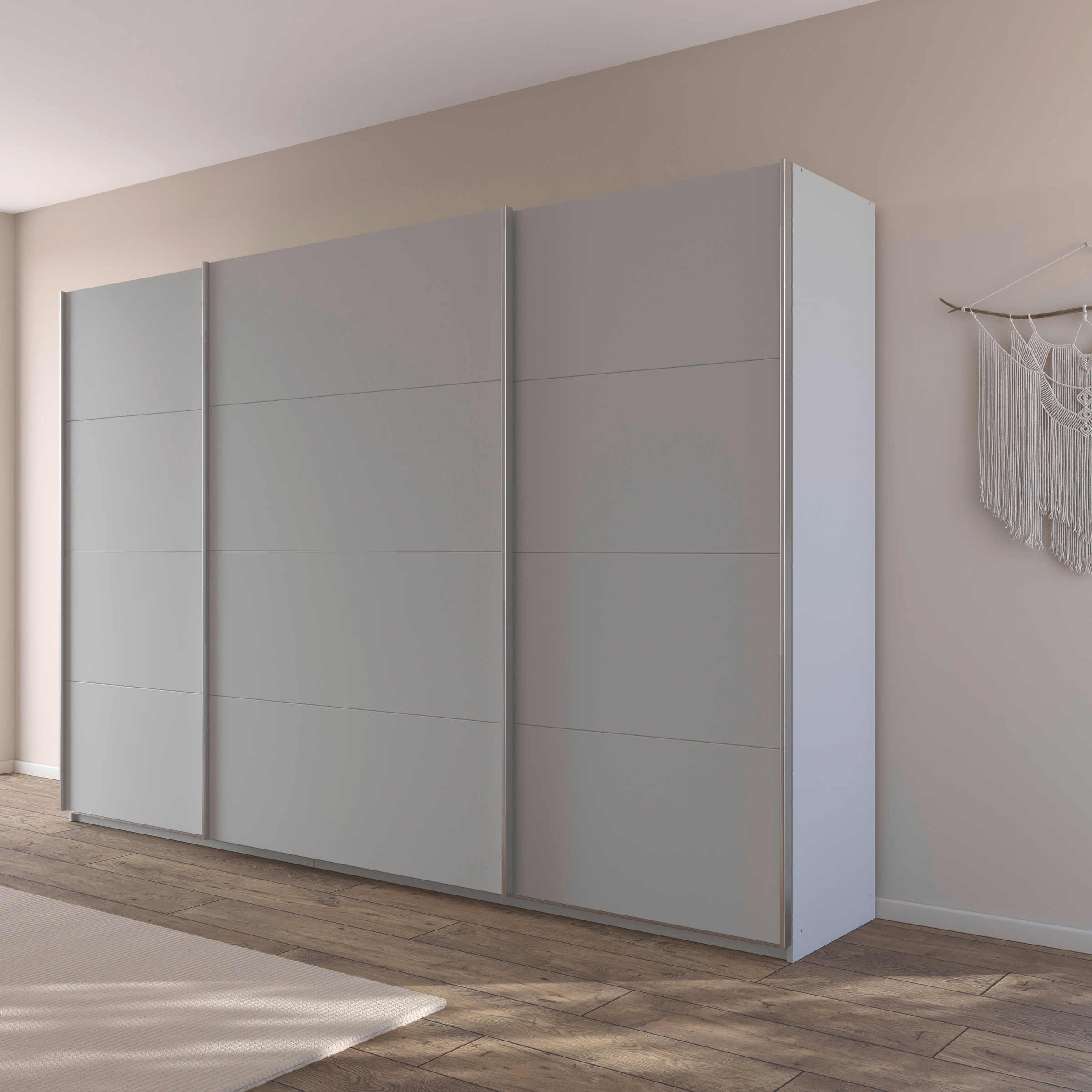 rauch Schwebetürenschrank »Kleiderschrank Schrank Garderobe AGORDO mit Dekor- oder Hochglanzfront«, (in zwei Griff-Farben), durchdachte Innenausstattung, in 4 Breiten und 2 Höhen MADE IN GERMANY