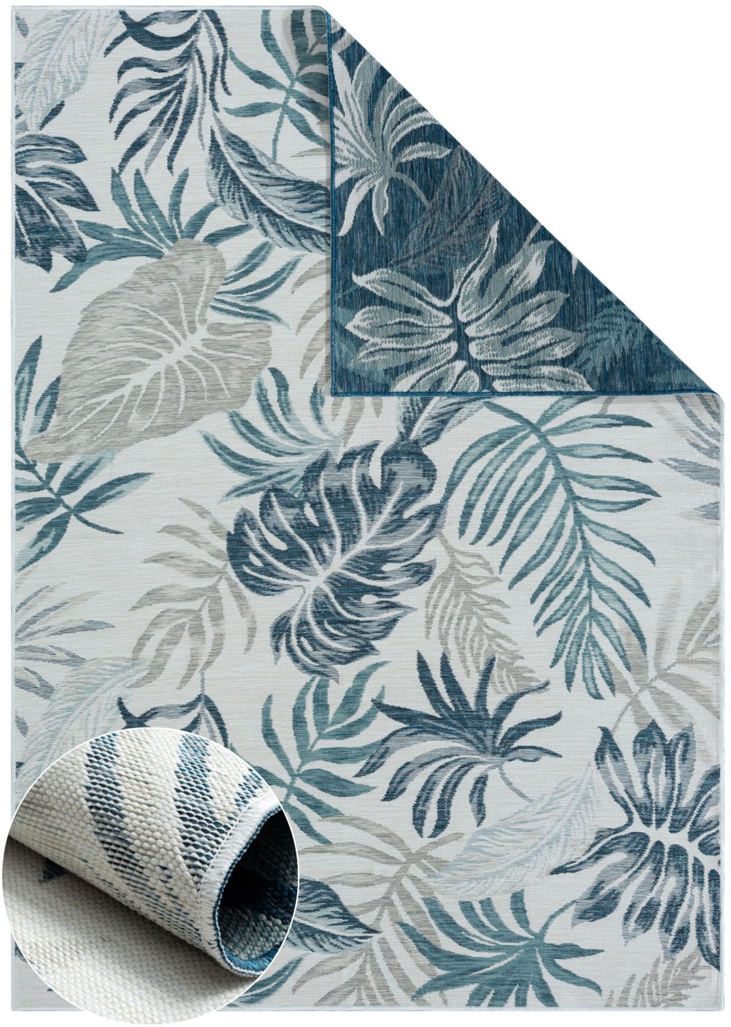 Myflair Möbel & Accessoires Teppich »Reef Lagerräumung«, rechteckig, 6 mm Höhe, Wendeteppich, Blätter Motiv, Outdoor geeignet, Balkon, Terrasse
