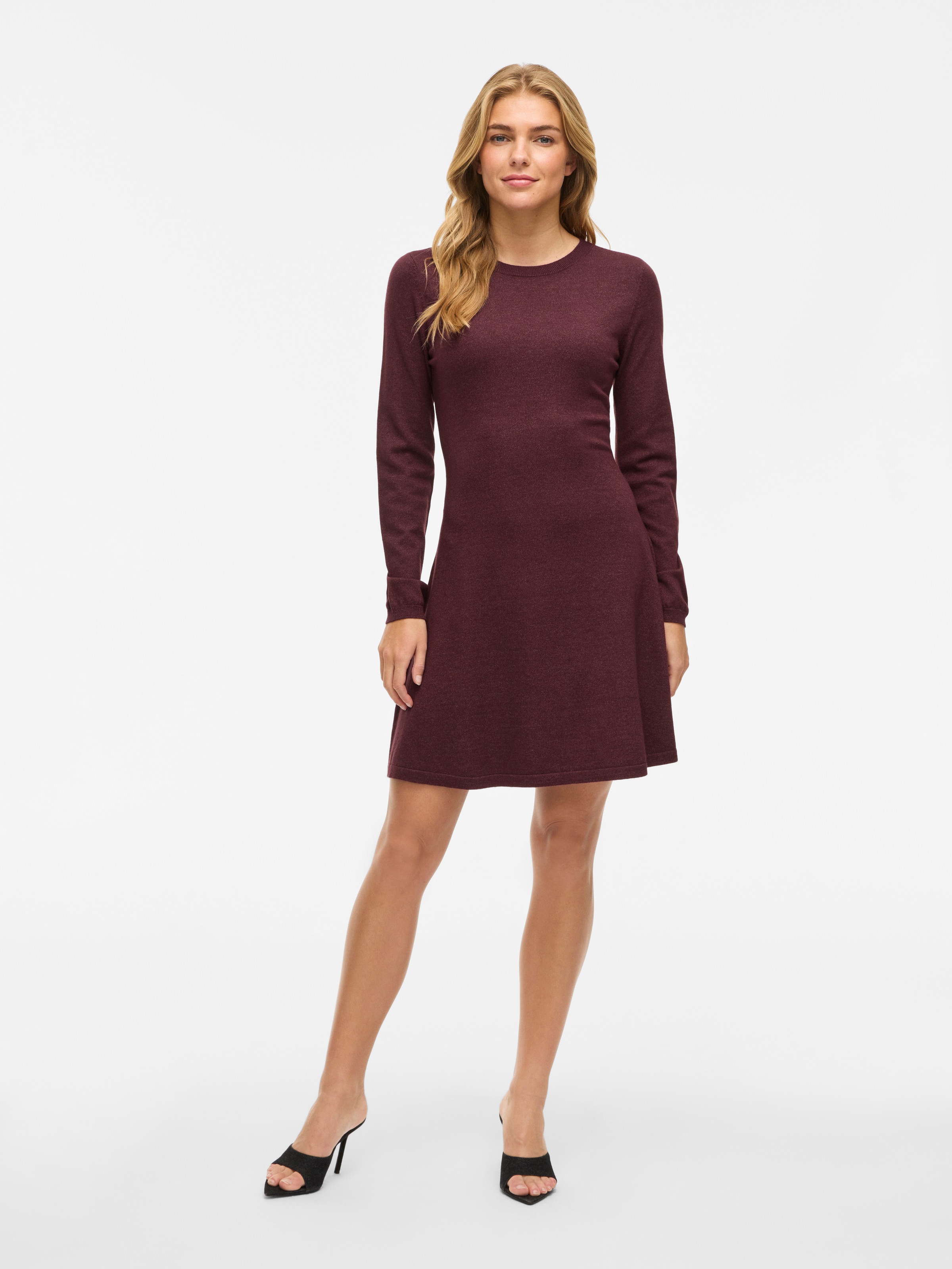 Vila Strickkleid »VICOMFY A-LINE O-NECK KNIT DRESS - NOOS« Materialmix, normal geschnitten