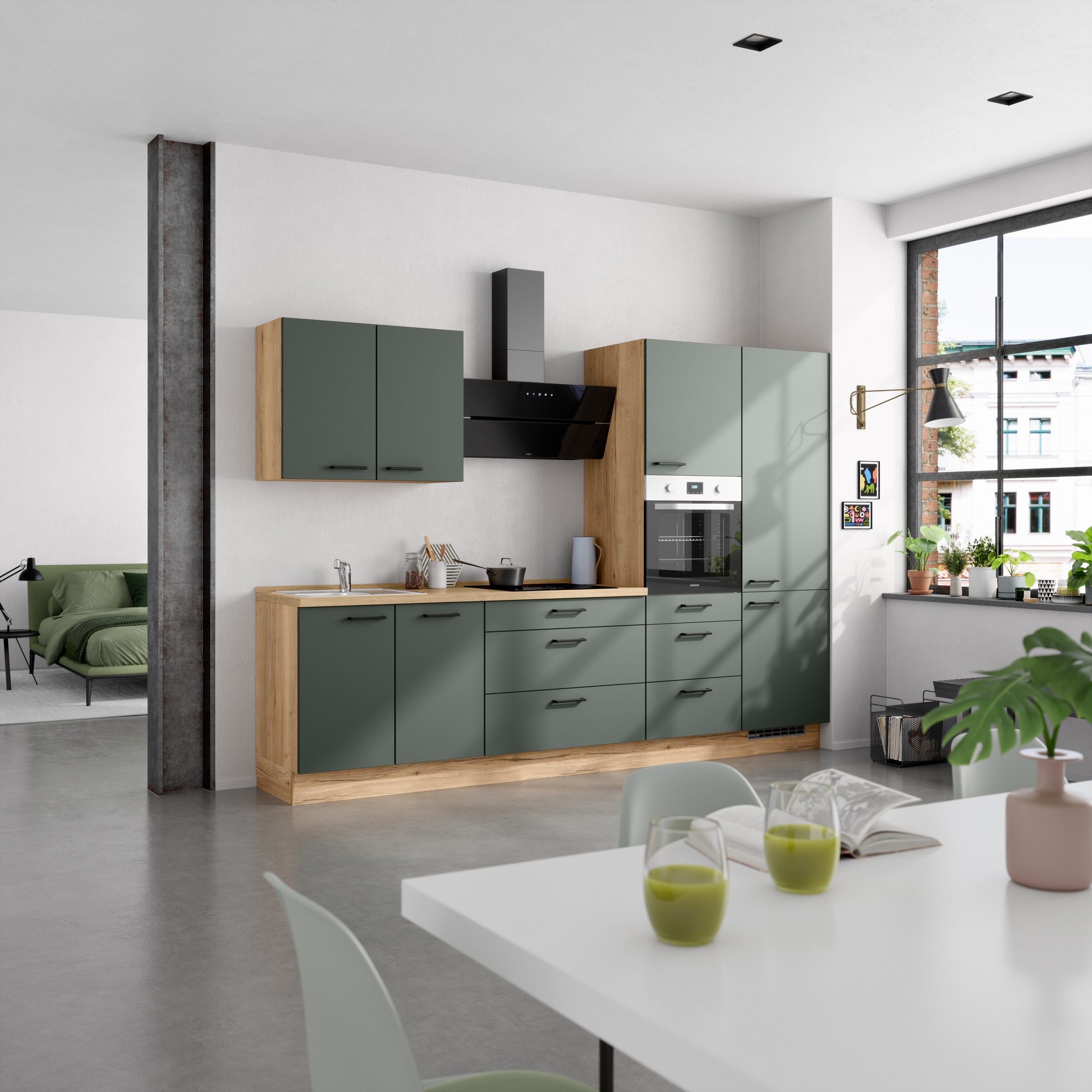 nobilia® Küchenzeile »"Easytouch II", NEU: individuell anpassbar mit gratis Profi-Beratung« vormontiert, Breite 300 cm, Ausrichtung wählbar, wahlw. mit E-Geräten