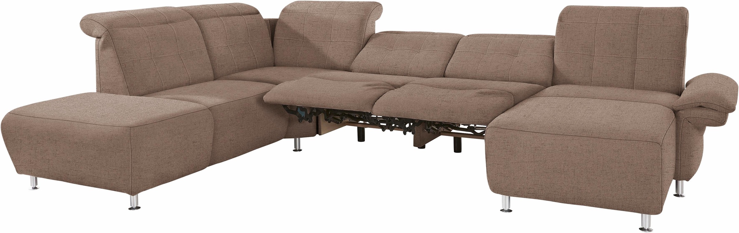 Places of Style Wohnlandschaft »Manhattan U-Form«, 2 Sitze mit elektrischer Relaxfunktion, verstellbare Armlehnen