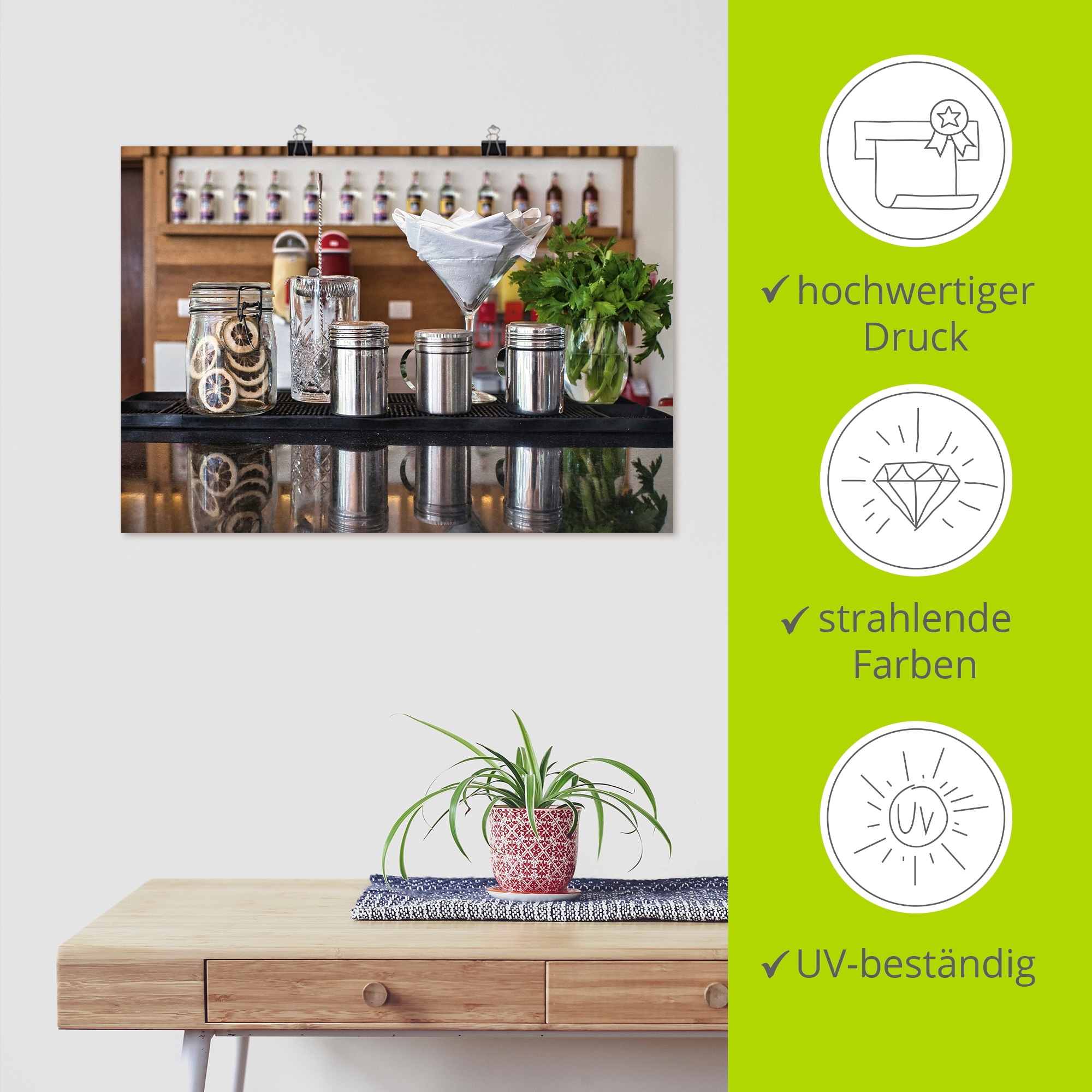 Artland Wandbild »Bartheke Cocktail Mixing«, Cocktail, (1 St.), als Leinwandbild, Poster in verschied. Größen
