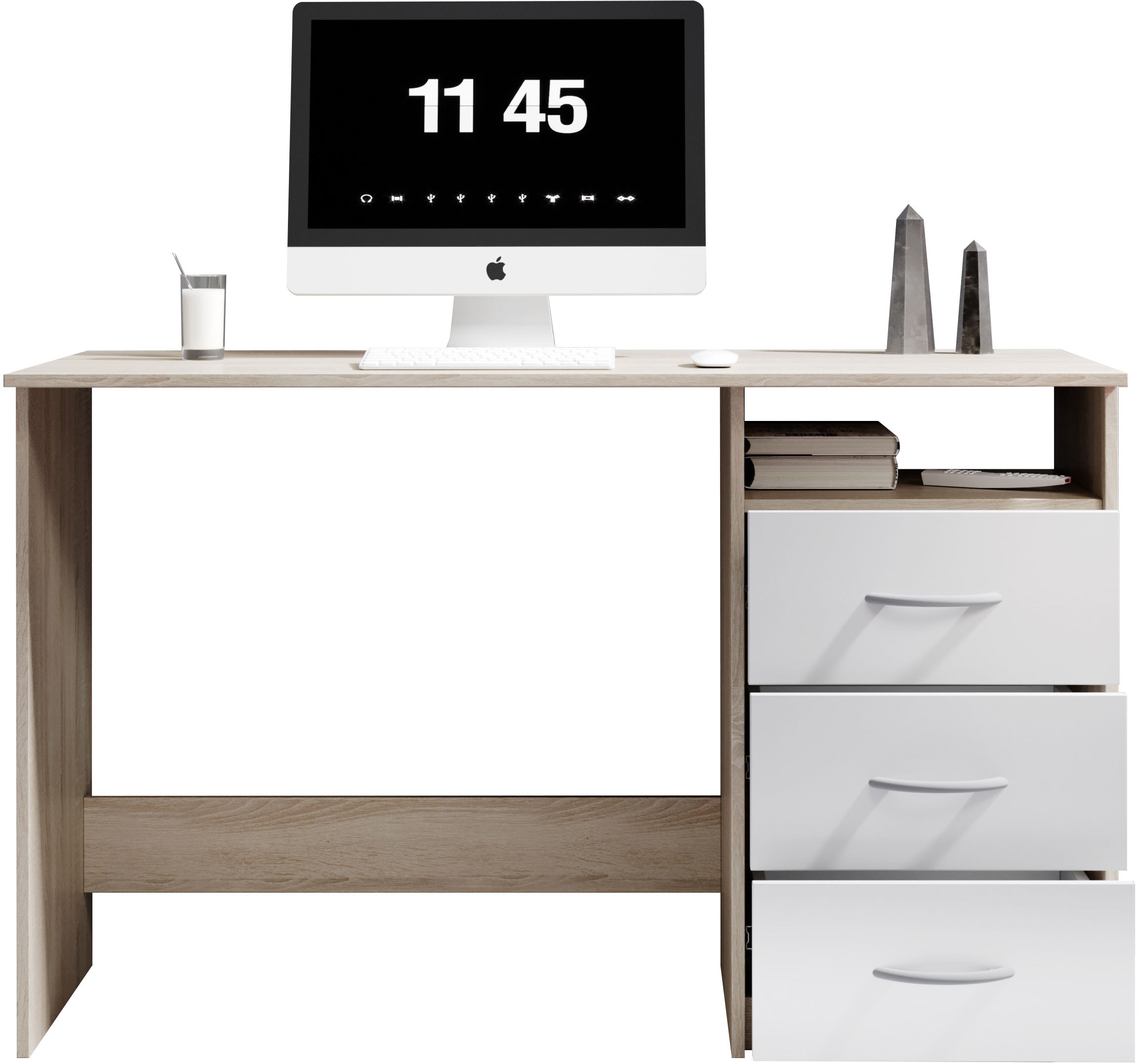 BEGA OFFICE Schreibtisch »Adria, Computertisch,«, Schubkästen rechts oder links montierbar, Breite 123 cm