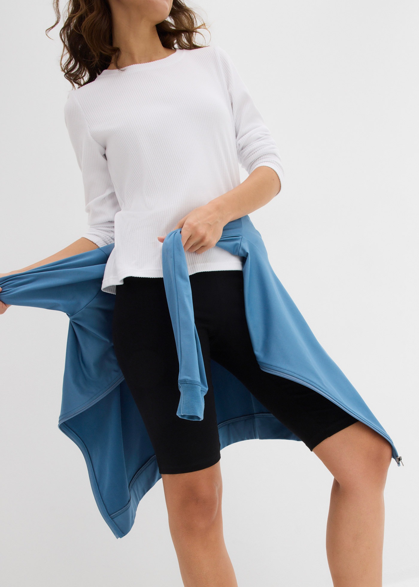 bonprix Radlerhose  aus Baumwolle und Elasthan, elastischer Gummibund, knielang