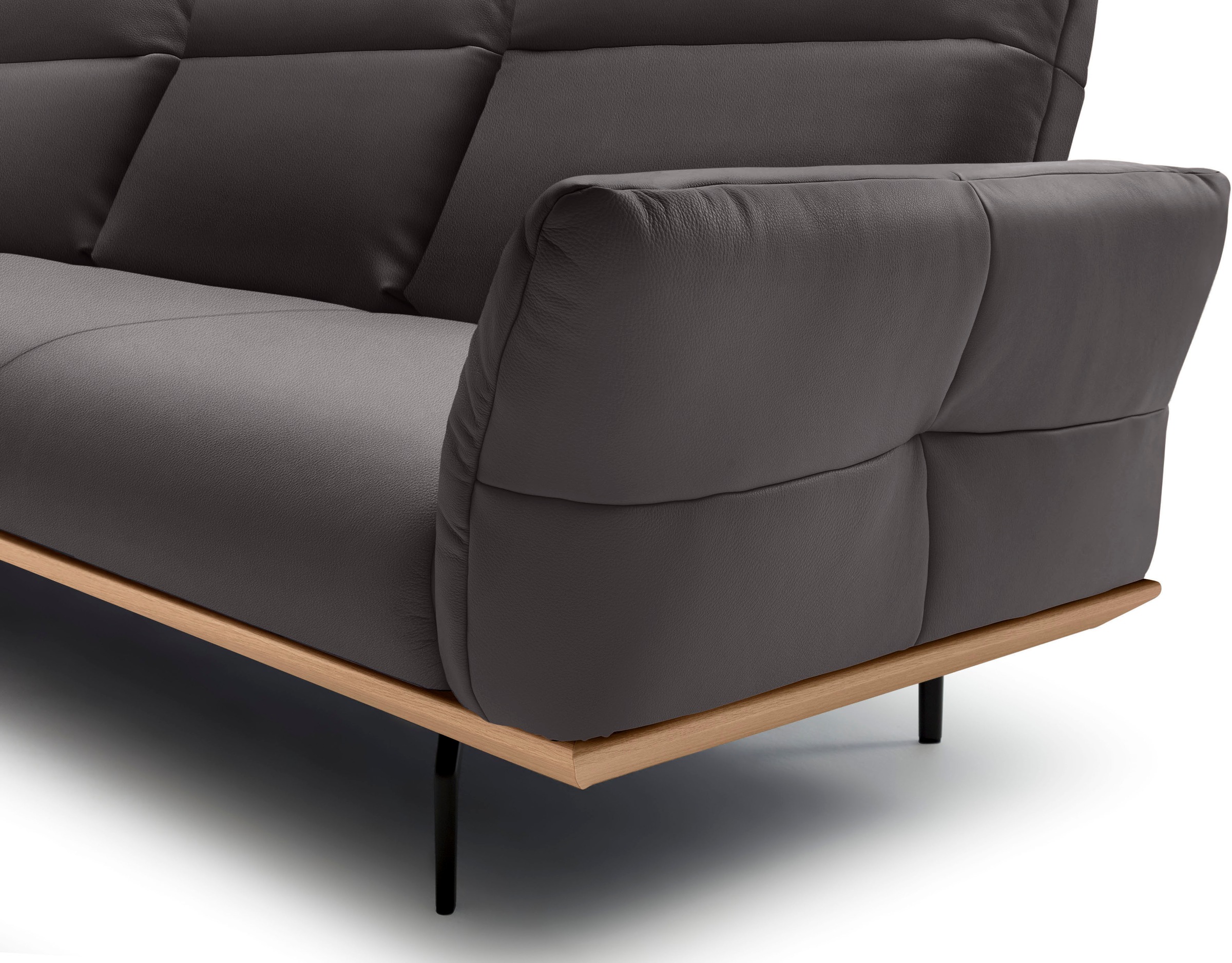 Creation BY ROLF BENZ Ecksofa »CR.460«, Sockel in Eiche, Winkelfüße in Umbragrau, Breite 338 cm