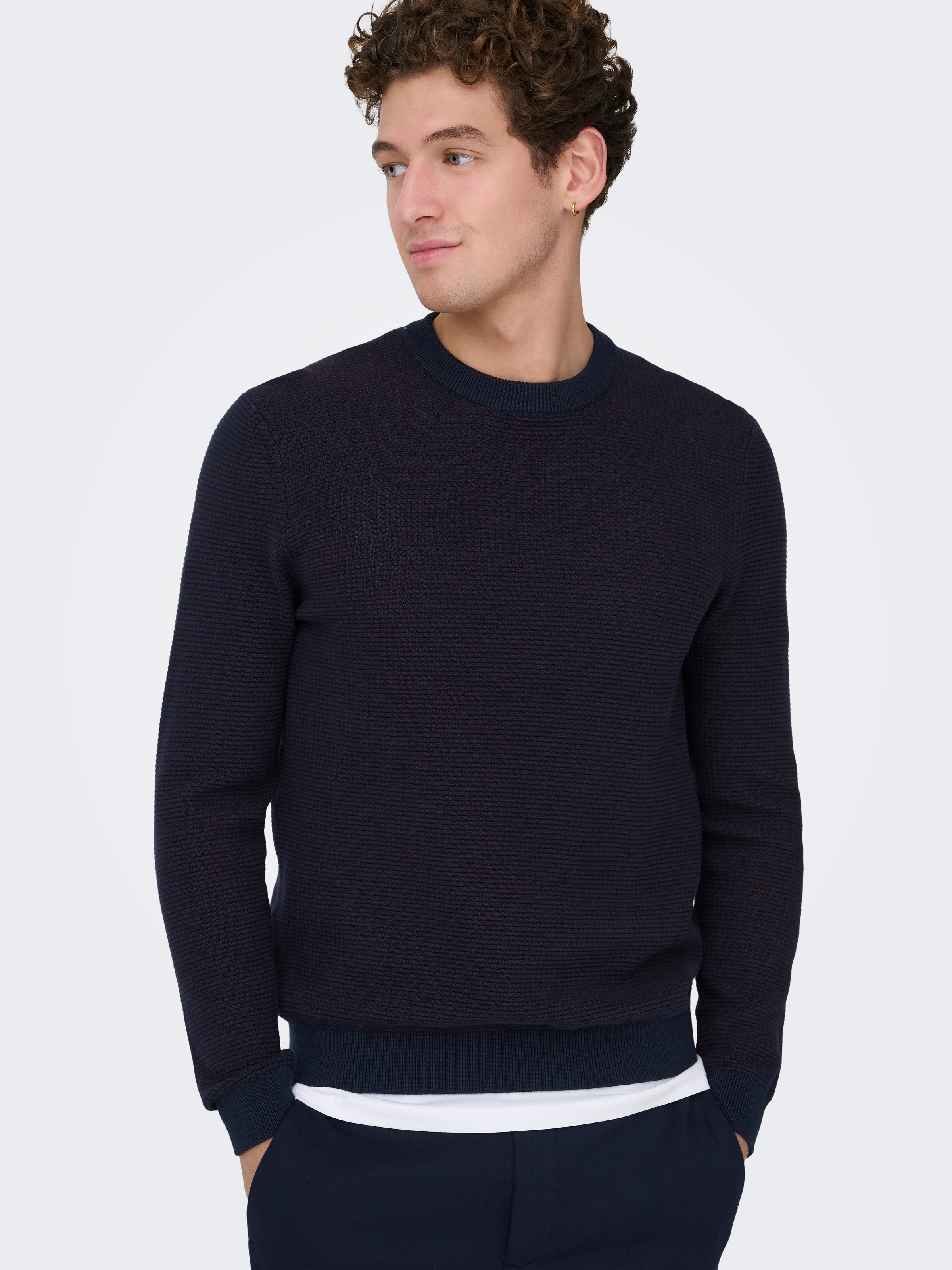ONLY & SONS Strickpullover »ONSDAVE REG LS CREW NECK KNIT NOOS« Baumwolle, regular fit