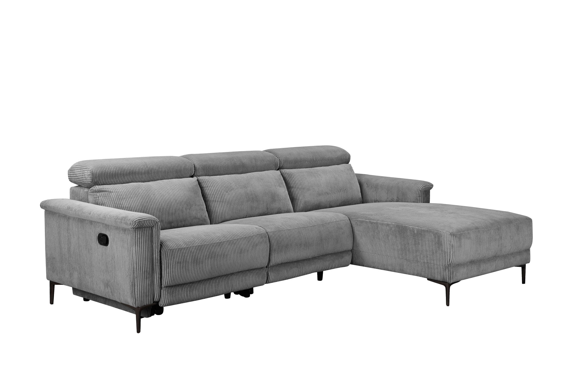 Places of Style Ecksofa »Lund in Cord, L-Form, 261 cm, manuelle und elektr. Relaxfunktion,«, USB-A und Kopfteilverstellung