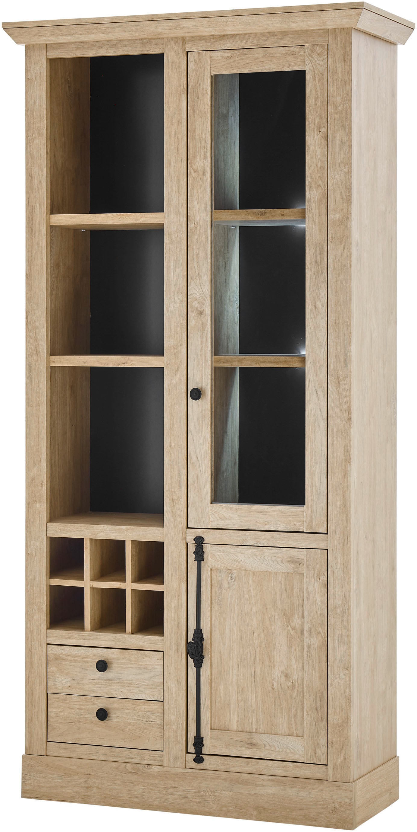 Home affaire Vitrine »Cornwall, Hochschrank im Landhausstil, Glasvitrine, Eiche Dekor«, (1 St.), Metallgriffe, 105 cm breit, viel Stauraum, in zwei Größen verfügbar