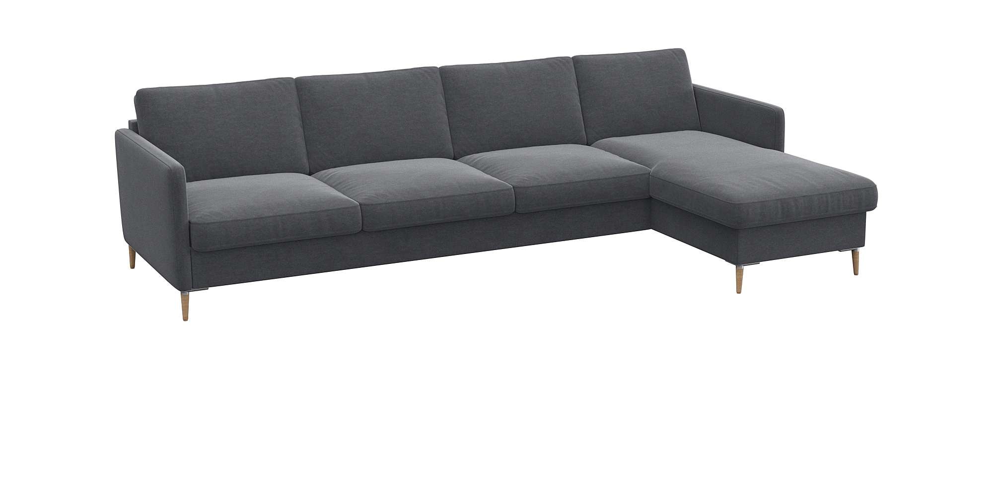 FLEXLUX Ecksofa »Fiore, L-Form, bequem und komfortabel durch hochwertigem Sitzaufbau«, schmale Armlehnen, Kaltschaum, Füße Alu+ Eiche